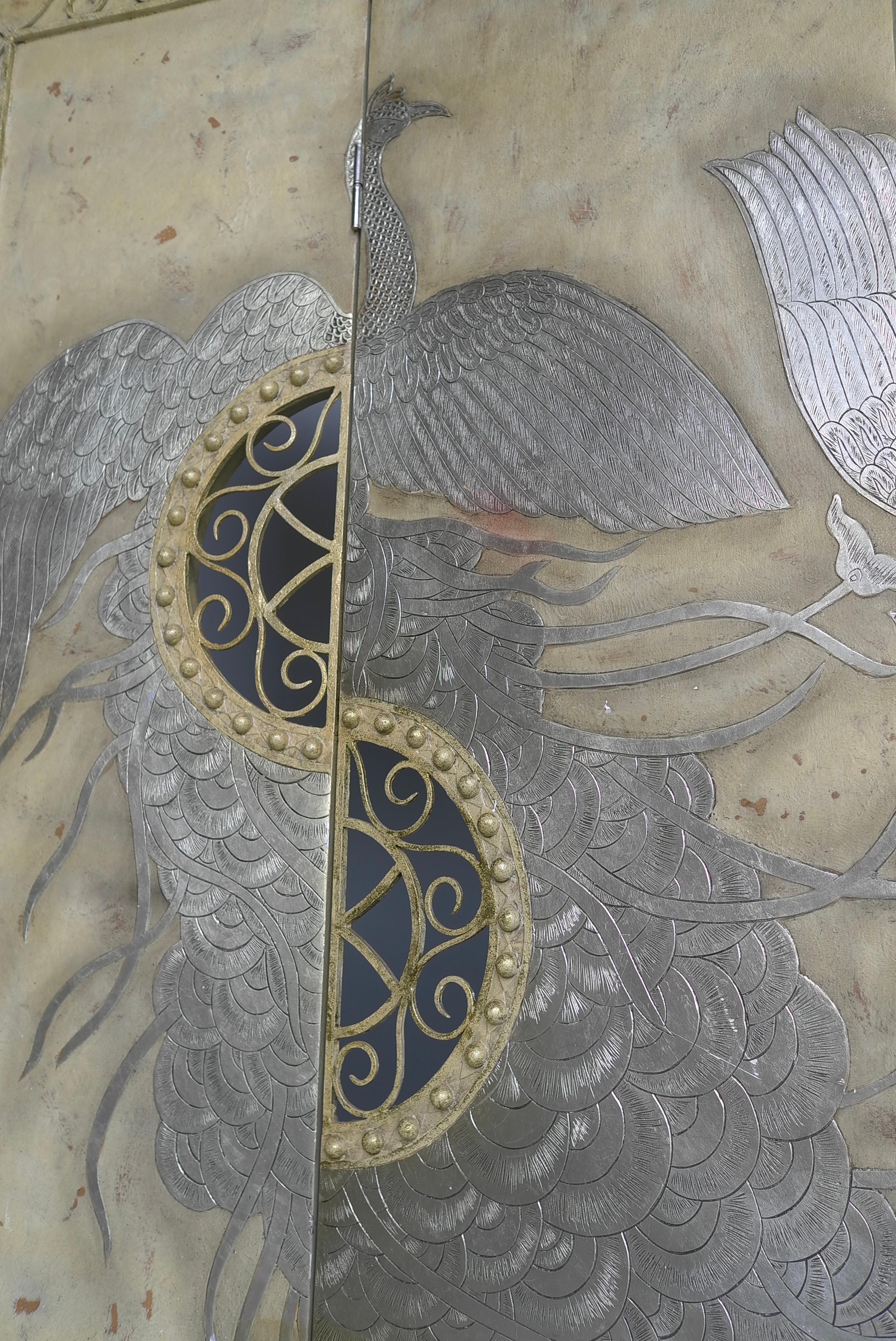Dutch Extravagant  Peacock Room Divider with Wrought Iron details, Netherlands 1970's For Sale