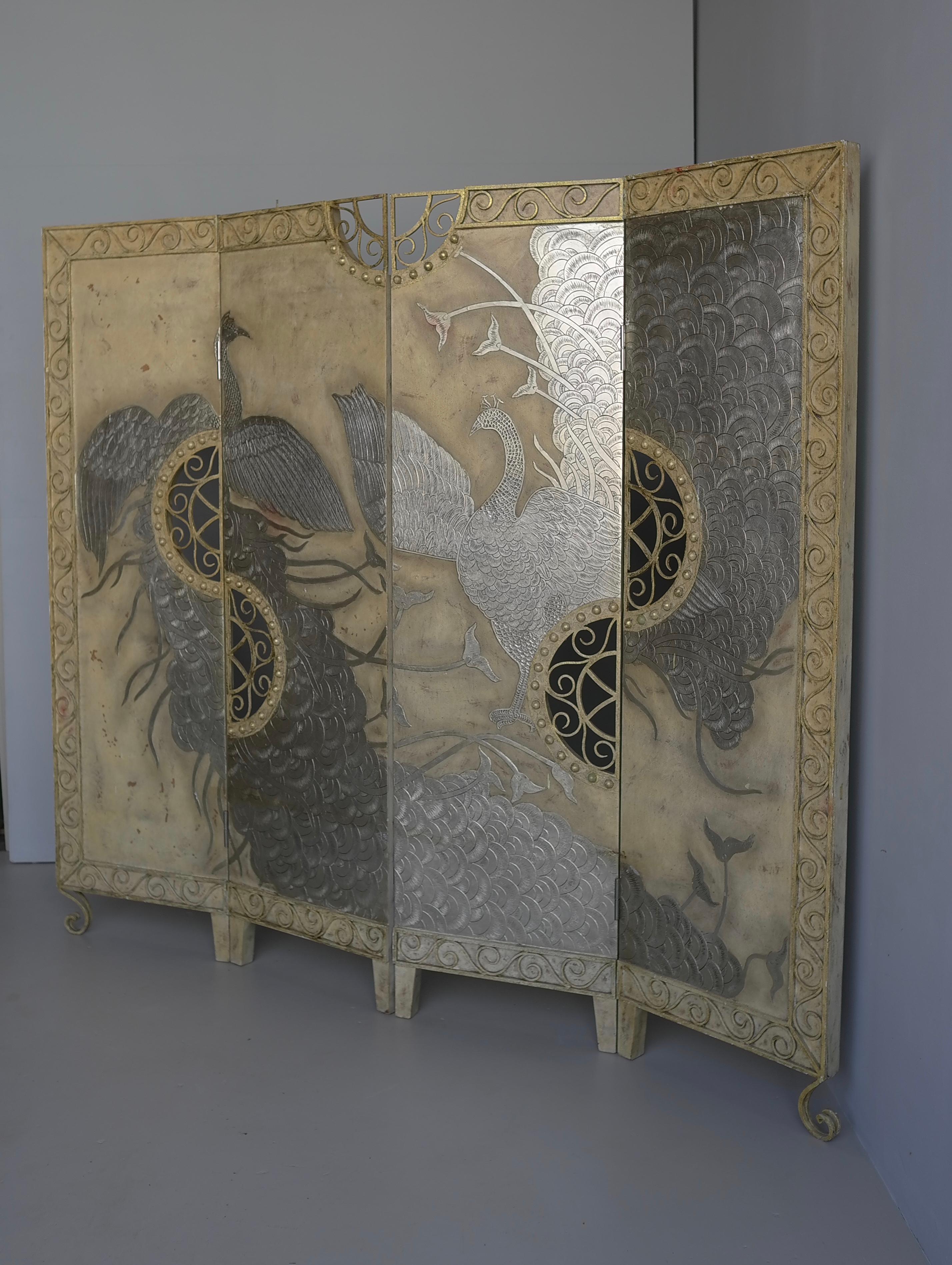 Extravagant  Peacock Room Divider with Wrought Iron details, Netherlands 1970's For Sale 1