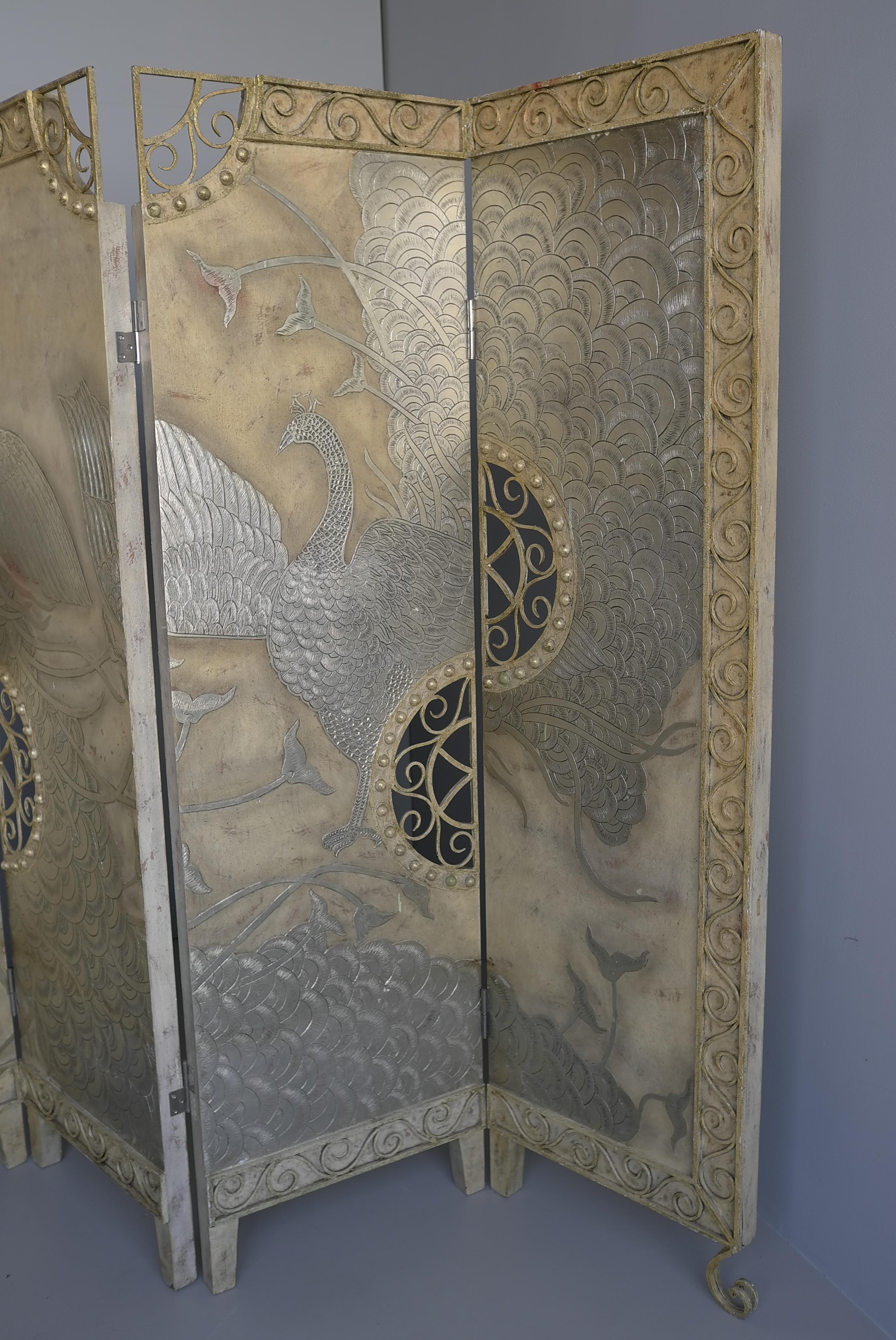 Extravagant  Peacock Room Divider with Wrought Iron details, Netherlands 1970's For Sale 2