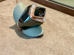 Extravagant Ring 18 K Rose Gold Hematite Smoky Quartz Diamond