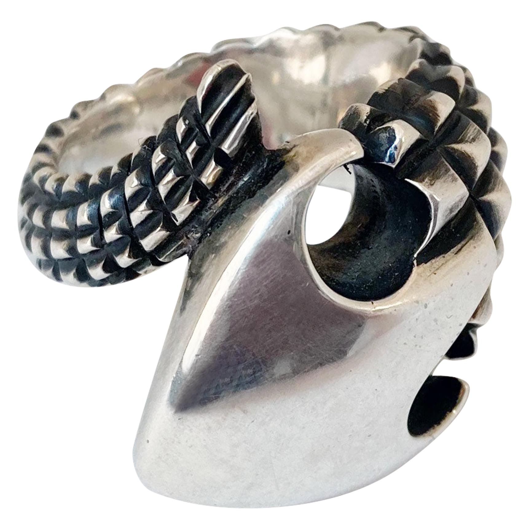 Extravagant Sterling Silver Snake Cocktail Ring For Sale
