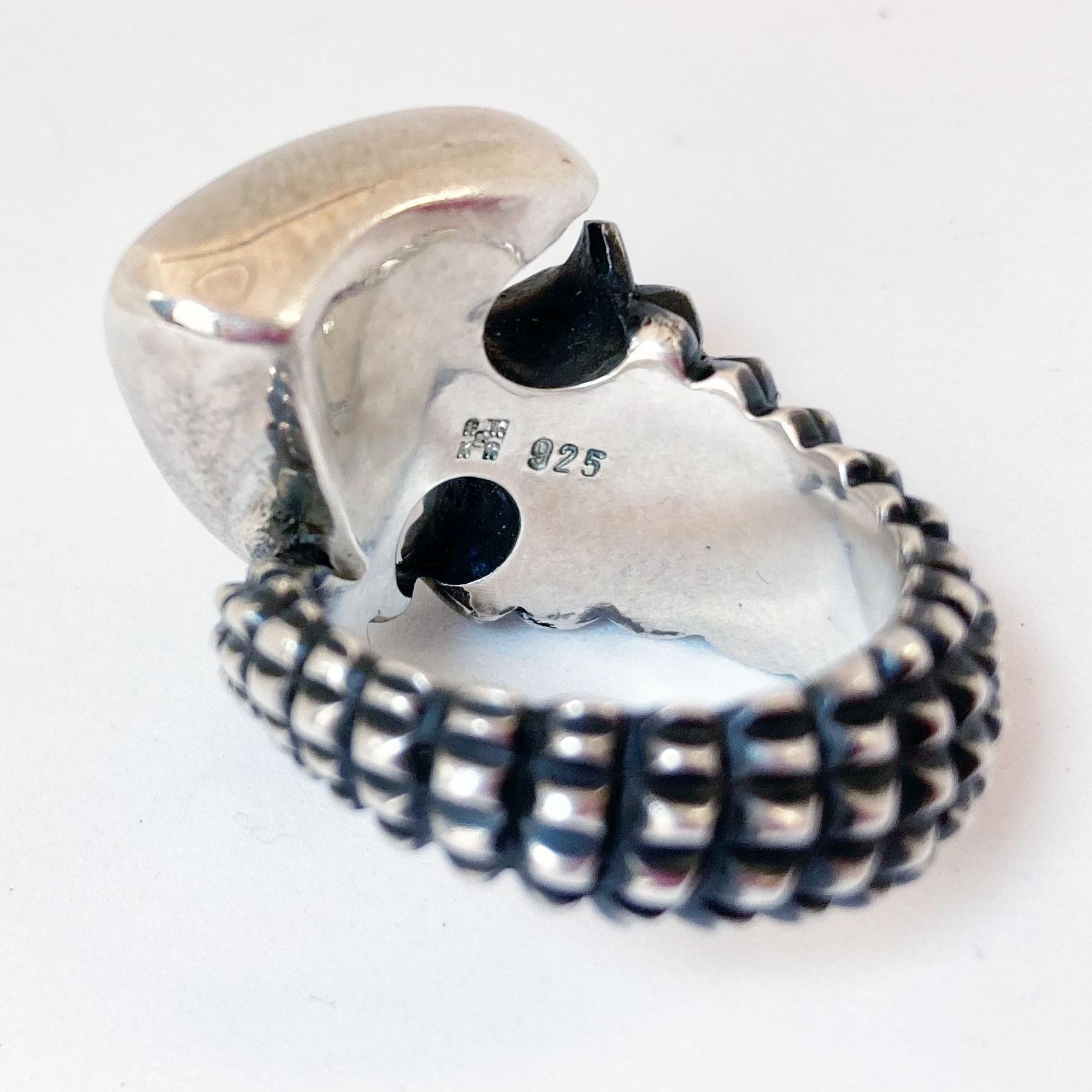 Women's or Men's Extravagant Sterling Silver Snake Cocktail Ring For Sale