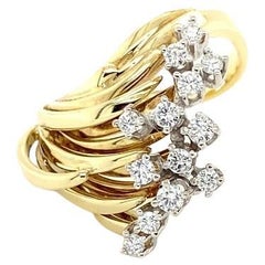 Vintage Extravaganter Vintagering in 14 Karat Gelb-und Weißgold mit 0.52ct. Brillanten