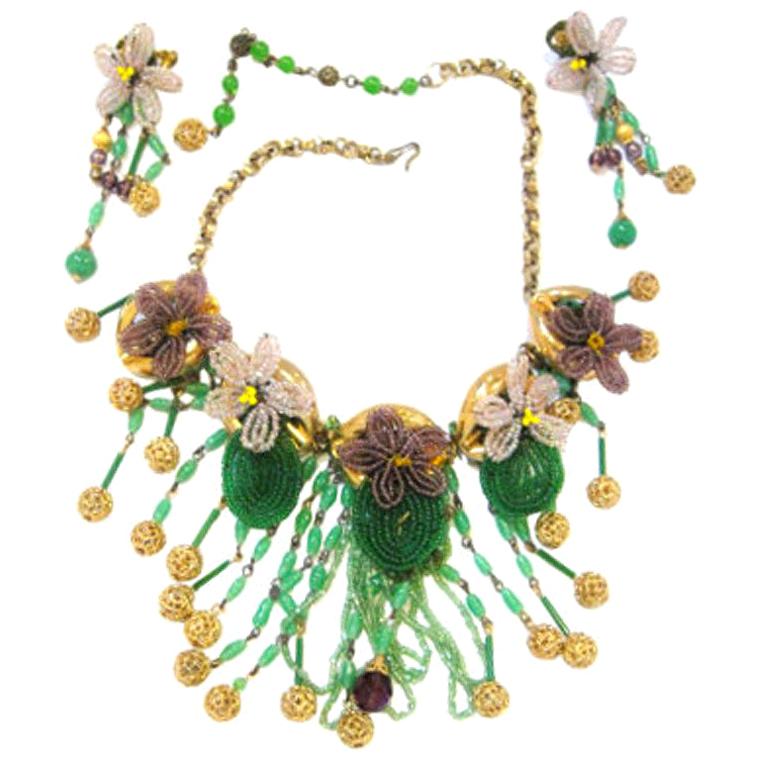 Extravagantly Whimsical Miriam Haskell Demi-Parure