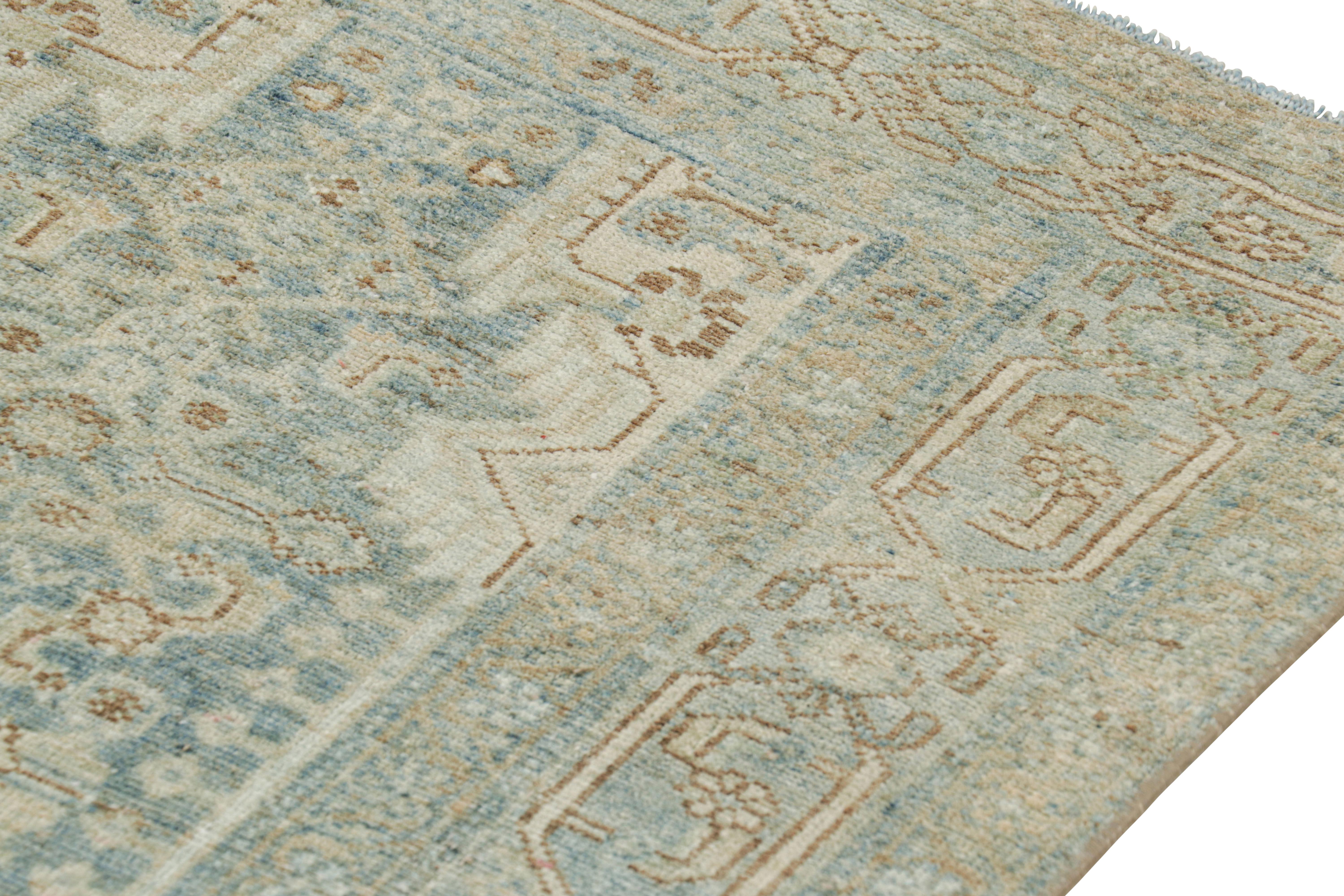 ExtraVintage Heriz Persischer Läufer in Blau Geometrisch-Blumig von Rug & Kilim im Zustand „Gut“ im Angebot in Long Island City, NY