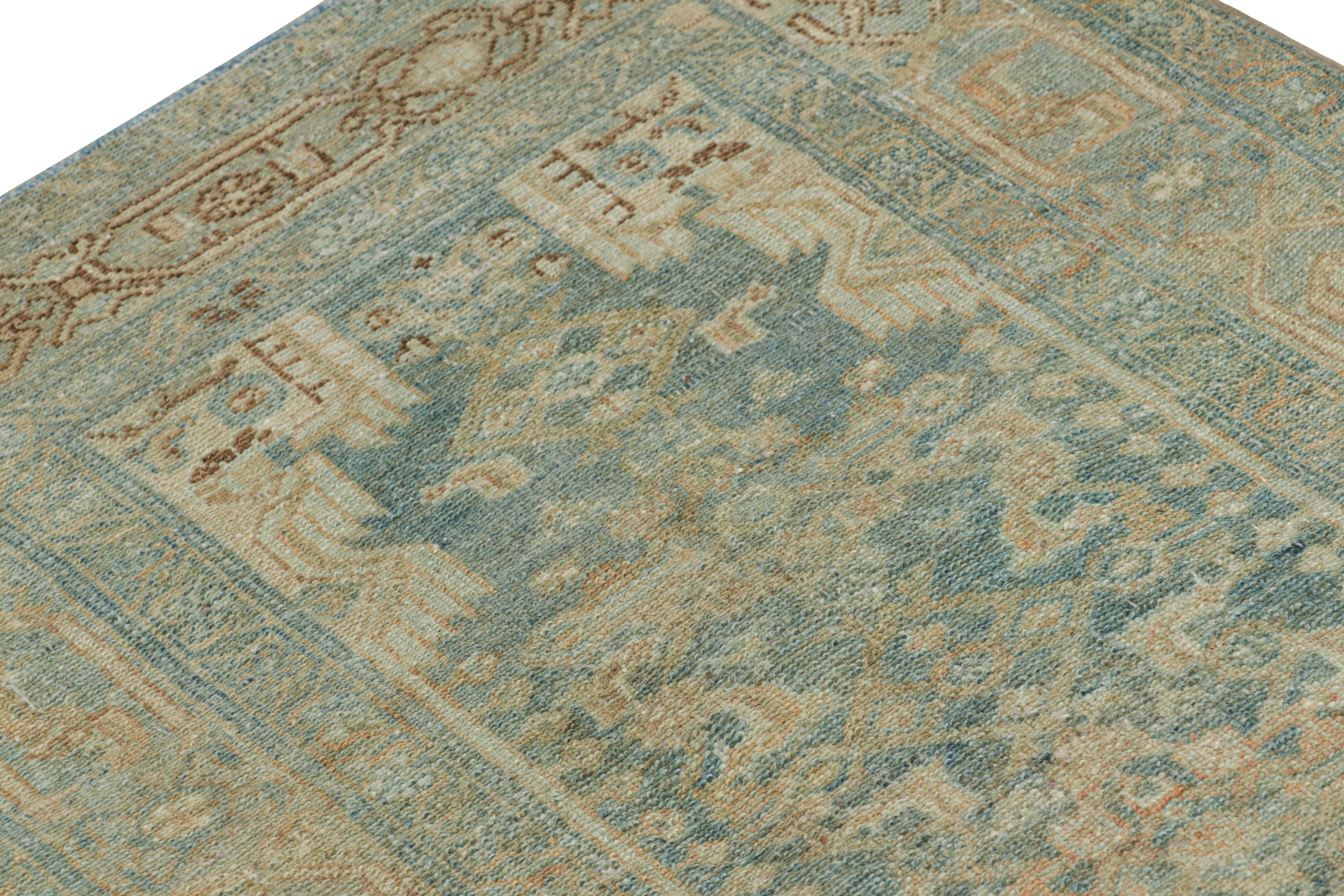ExtraVintage Heriz Persischer Läufer in Blau Geometrisch-Blumig von Rug & Kilim (Mitte des 20. Jahrhunderts) im Angebot