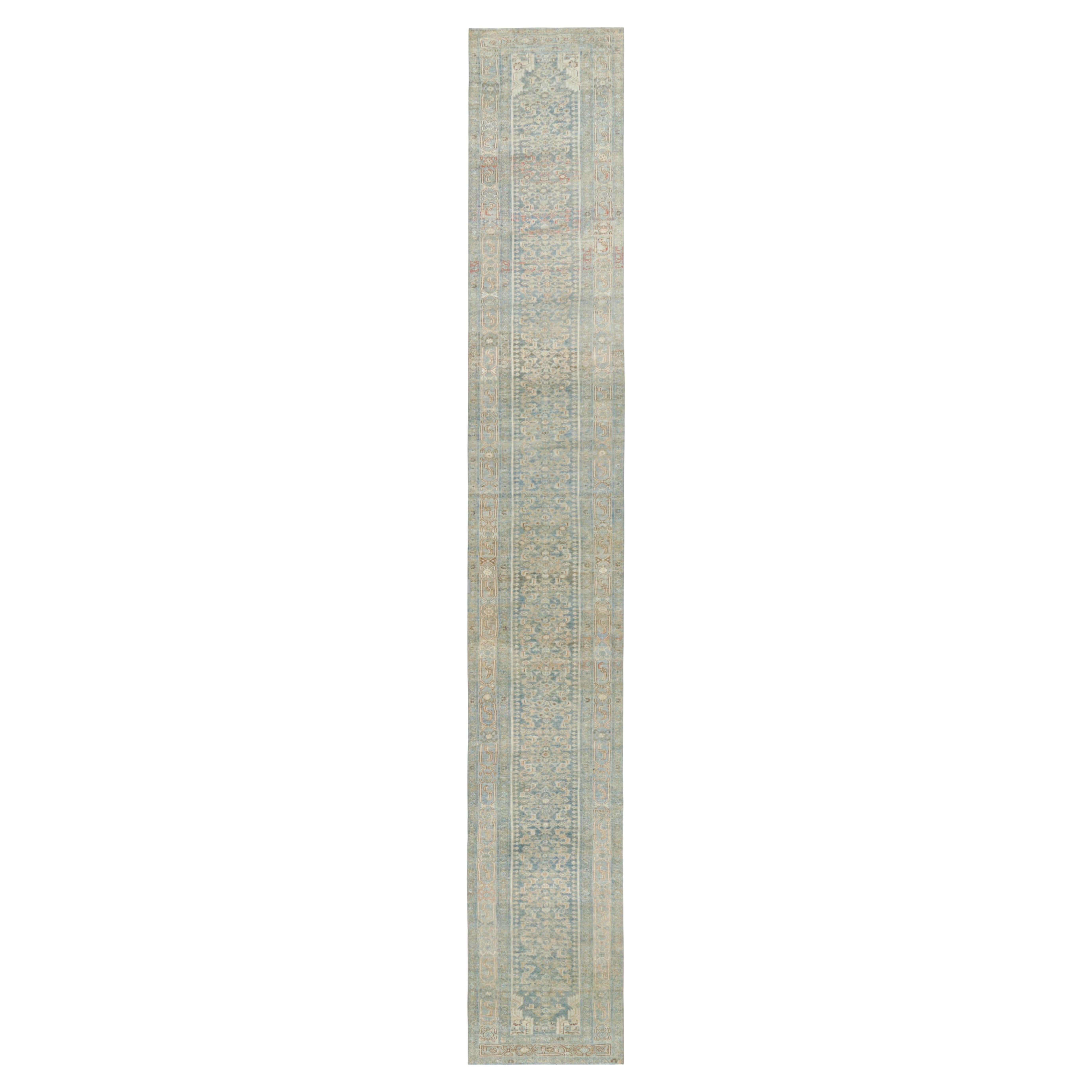 ExtraVintage Heriz Persischer Läufer in Blau Geometrisch-Blumig von Rug & Kilim im Angebot