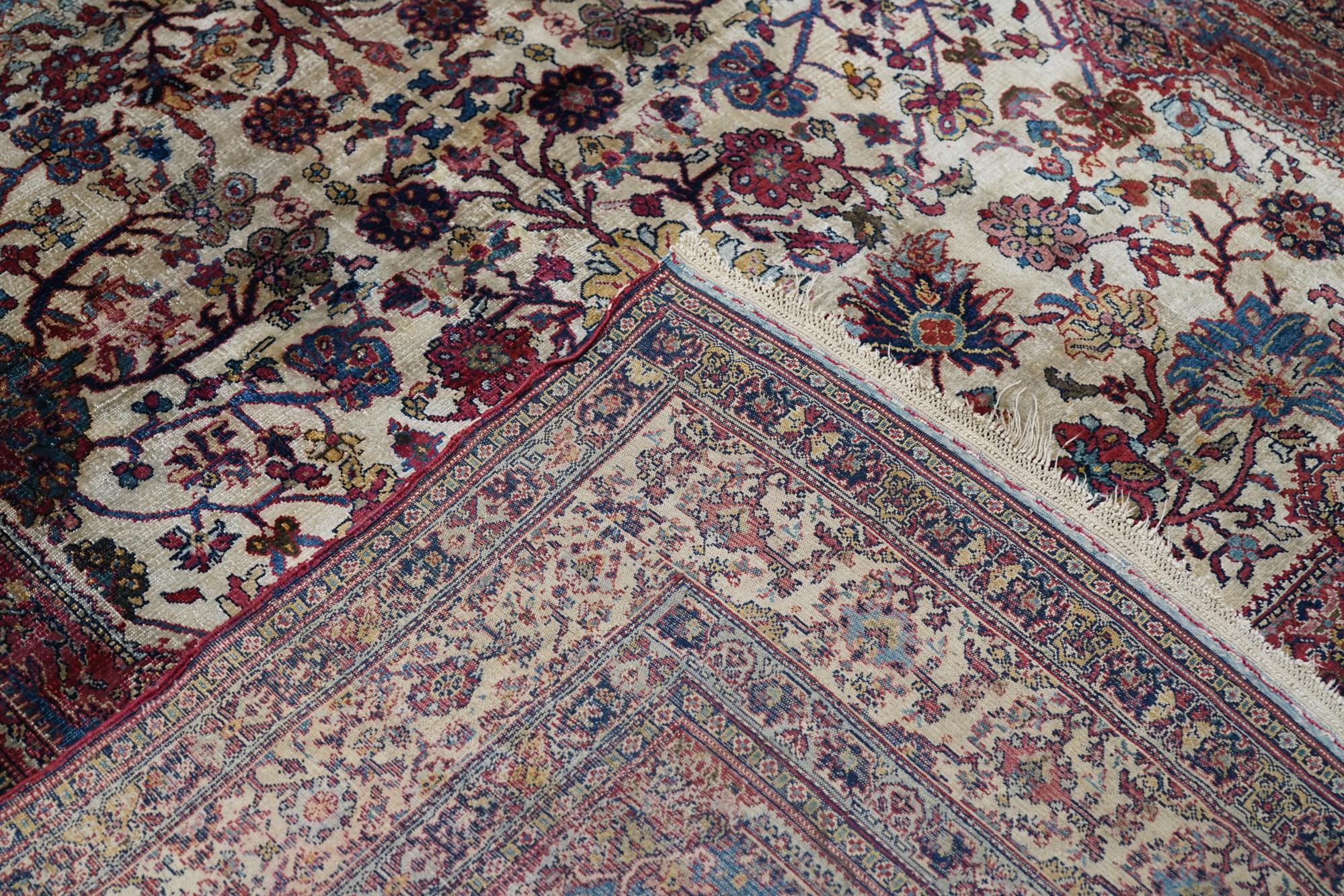 Extreamly Fine Antique and Rare Persian 100% Silk Senneh Rug For Sale 6