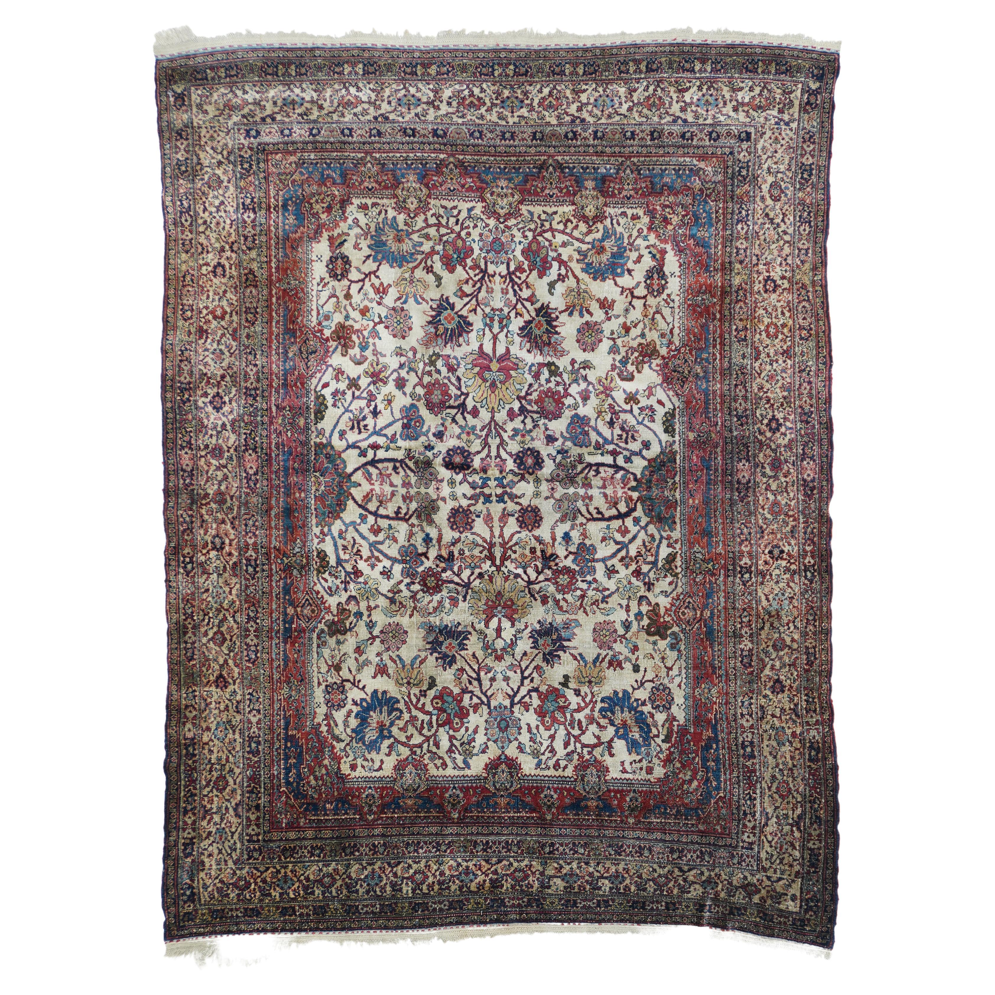 Extreamly Fine Antique and Rare Persian 100% Silk Senneh Rug For Sale