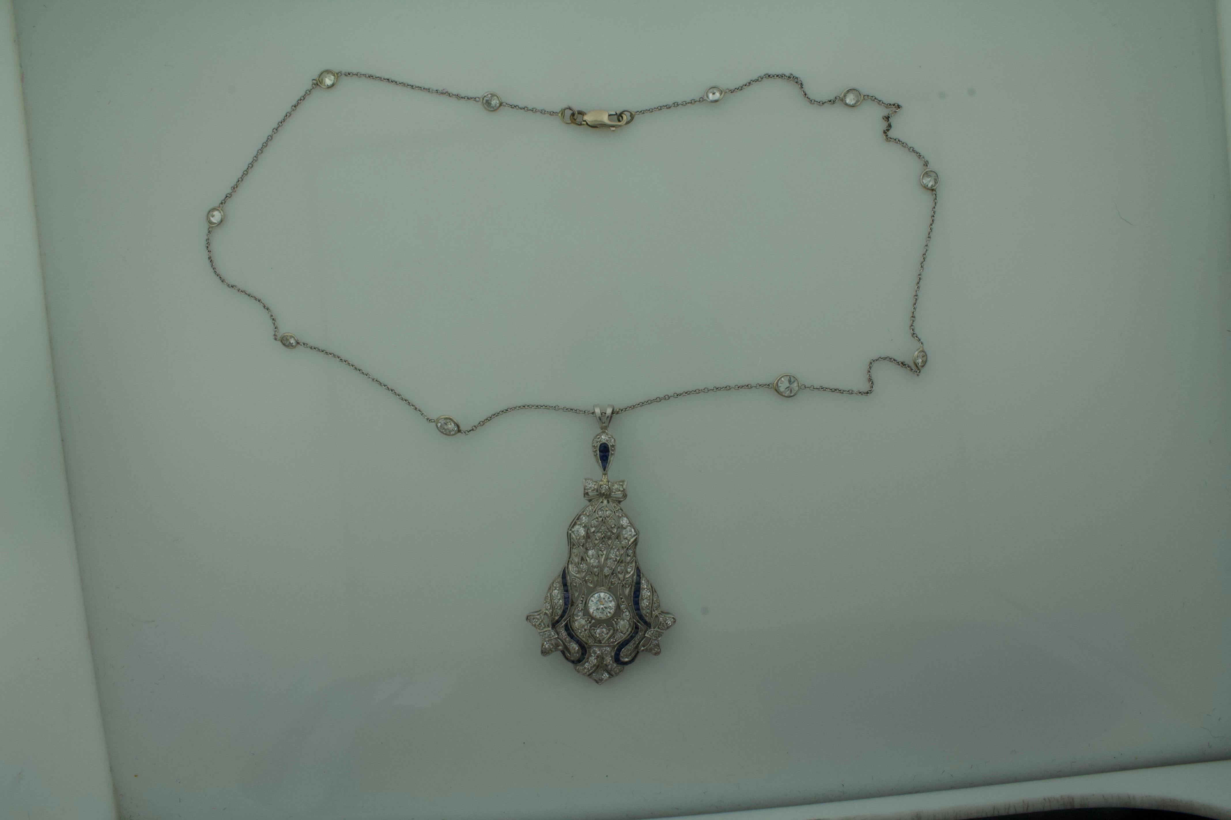 deco white sapphire necklace