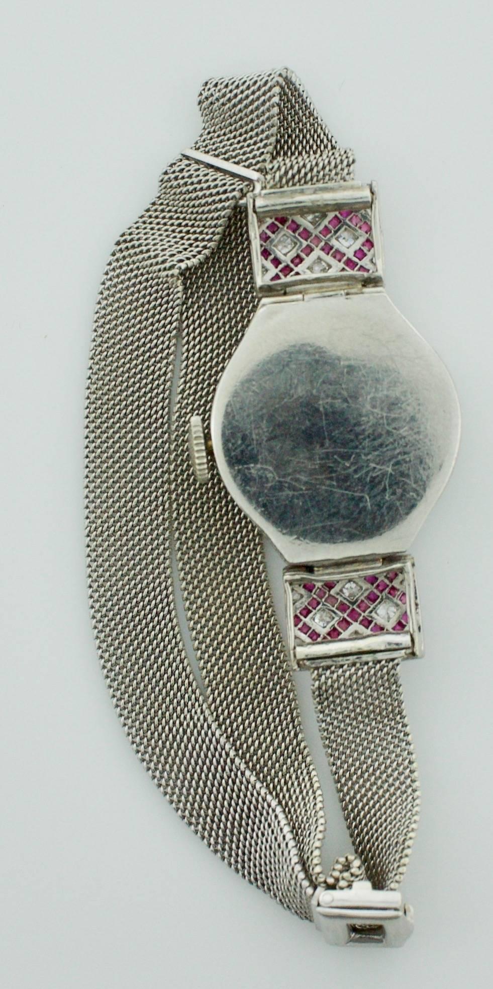 Extreme Art Deco Ruby and Diamond, circa 1920s Lady's Watch Girard Perregaux In Excellent Condition In Wailea, HI