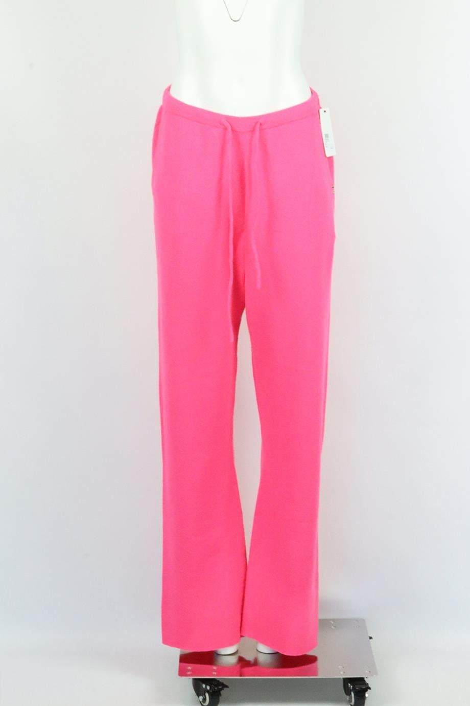 Extreme Cashmere cashmere blend wide leg pants. Pink. Pull on. 88% Cashmere, 10% nylon, 2% spandex. Size: One Size. Waist: 29.6 in. Hips: 38.1 in. Length: 44.3 in. Inseam: 30.8 in. Rise: 14.5 in. New with tags