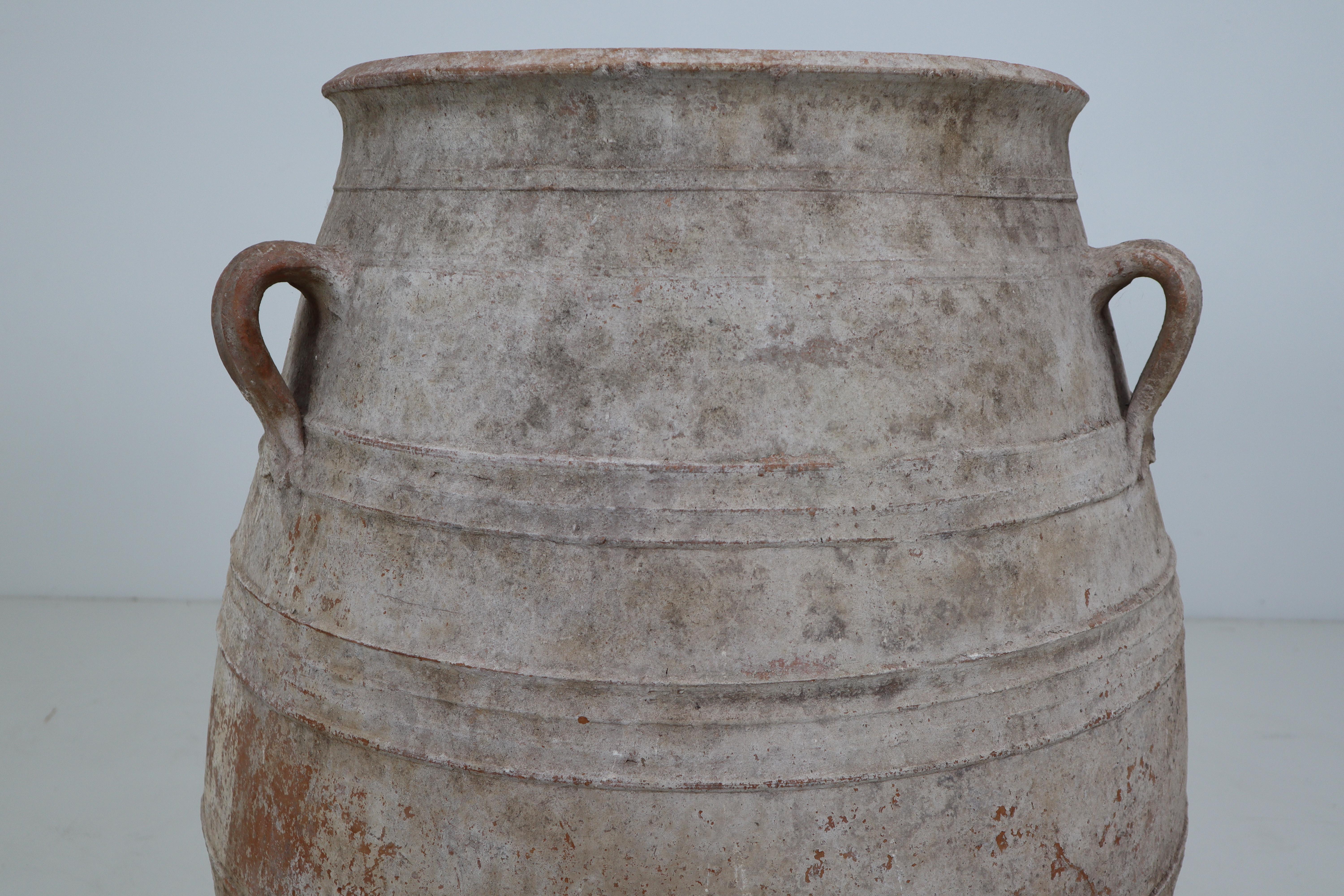 Greek Extreme Large Three-Handled Painted Terracotta Urn From The Early-20th Century.