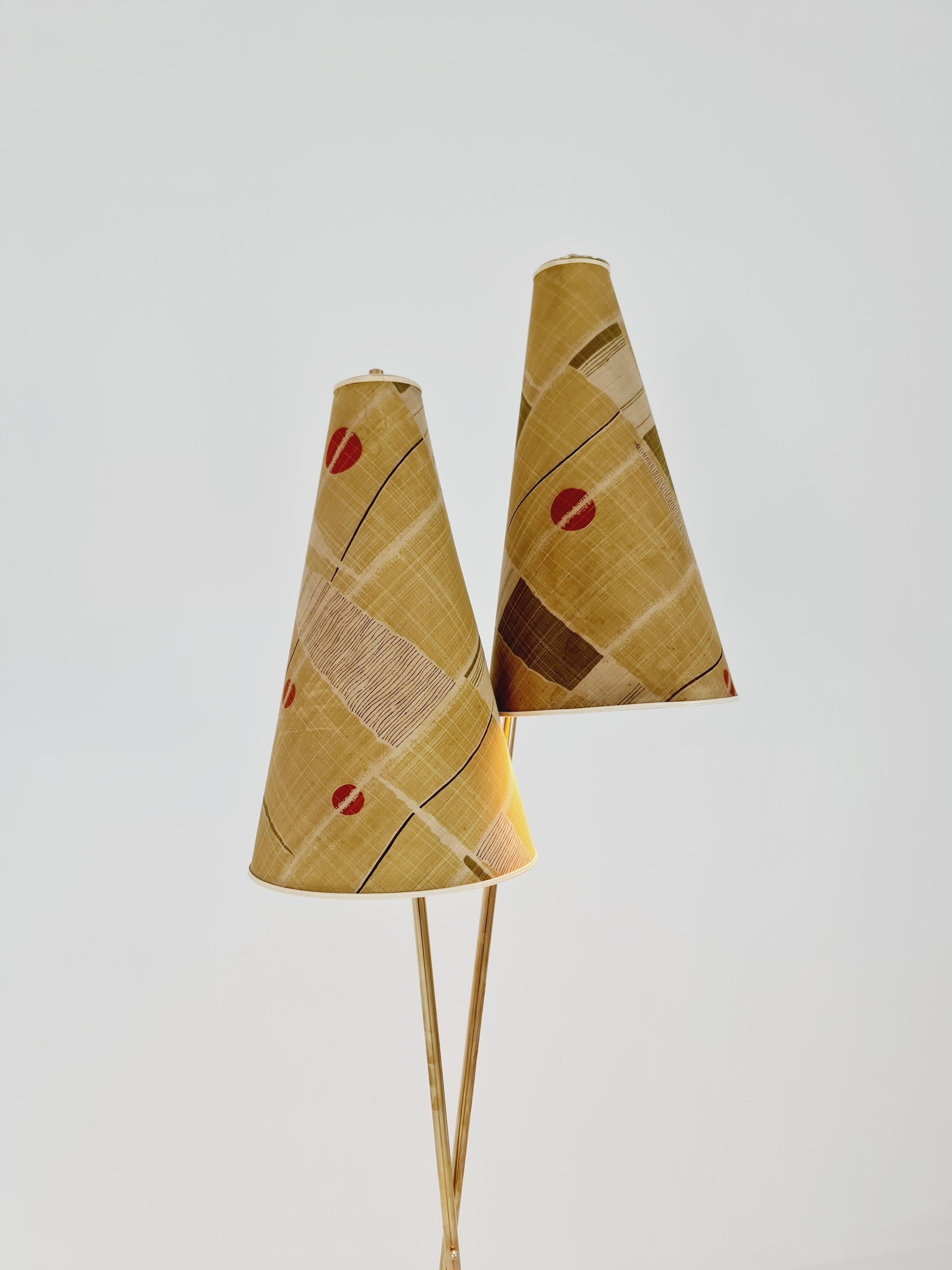 EXTREME RARE brass 1950s vintage floor lamp / bag lamp mcm In Good Condition For Sale In Gaggenau, DE