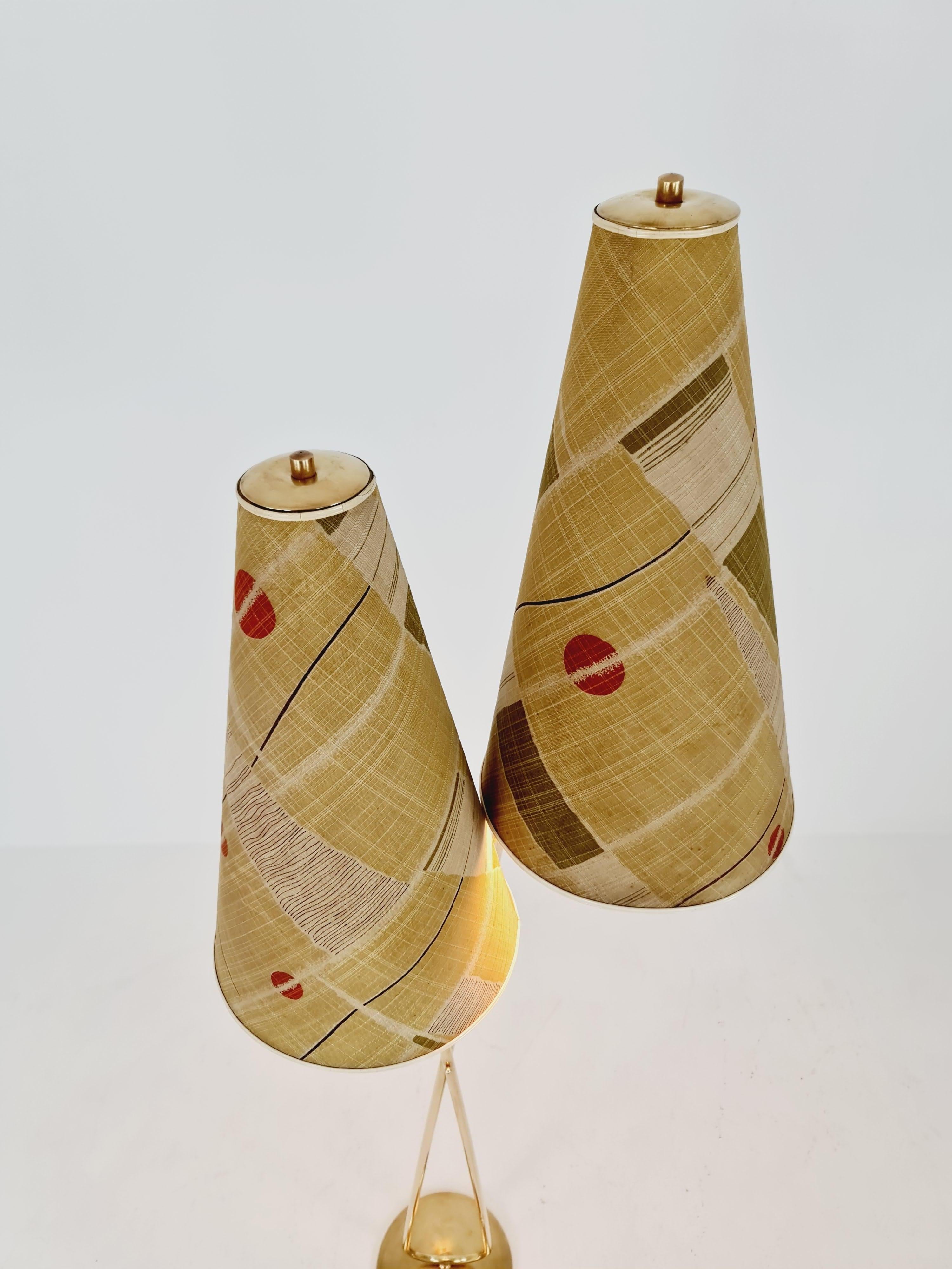 EXTREME RARE brass 1950s vintage floor lamp / bag lamp mcm In Good Condition For Sale In Gaggenau, DE