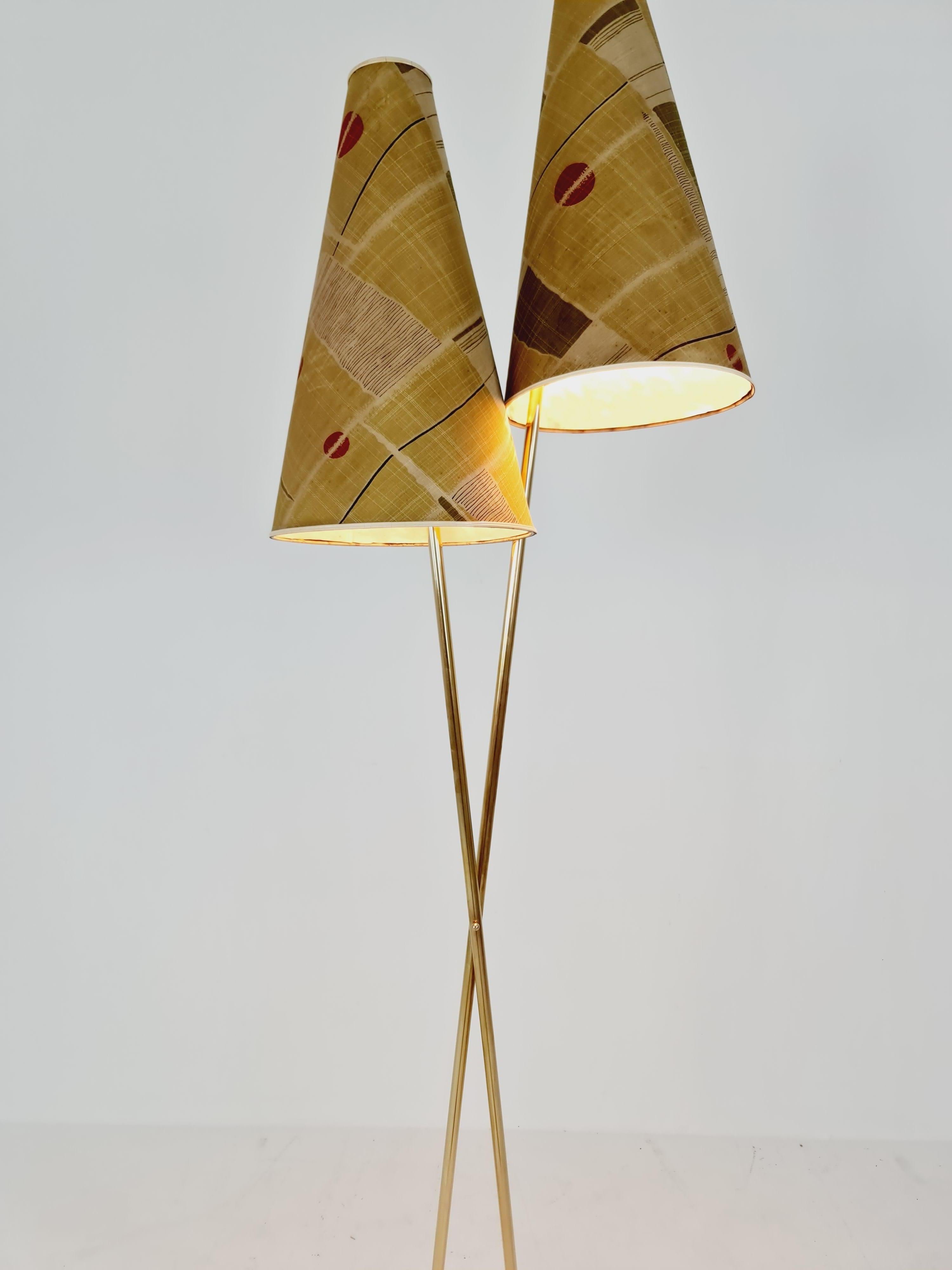 Mid-20th Century EXTREME RARE brass 1950s vintage floor lamp / bag lamp mcm For Sale