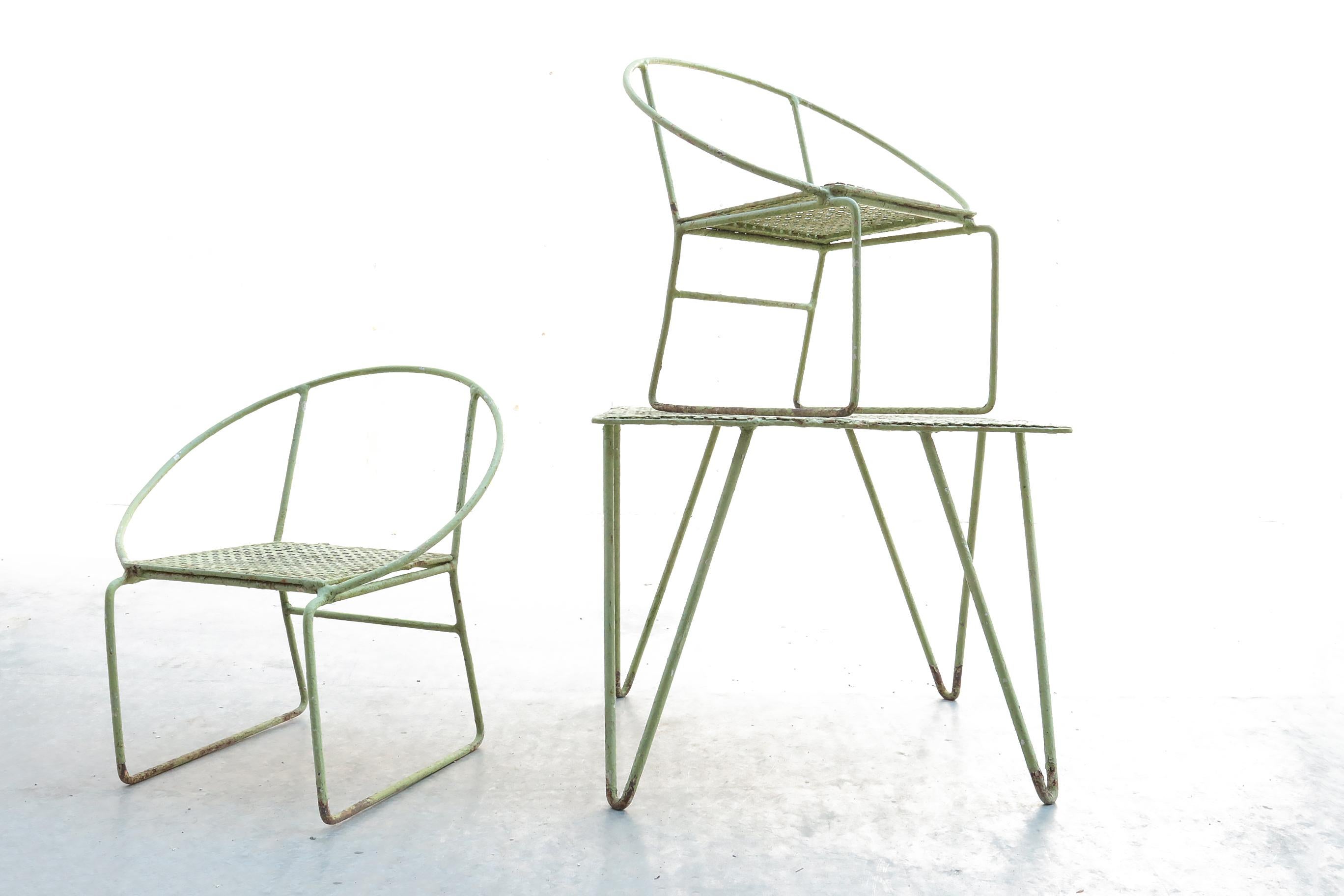 Metal Extreme Rare Mathieu Mategot? Children Chairs and Table