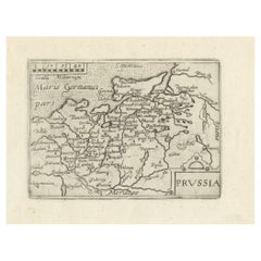 Antique Extremele Rare, Original Miniature Map of Prussia, ca.1640