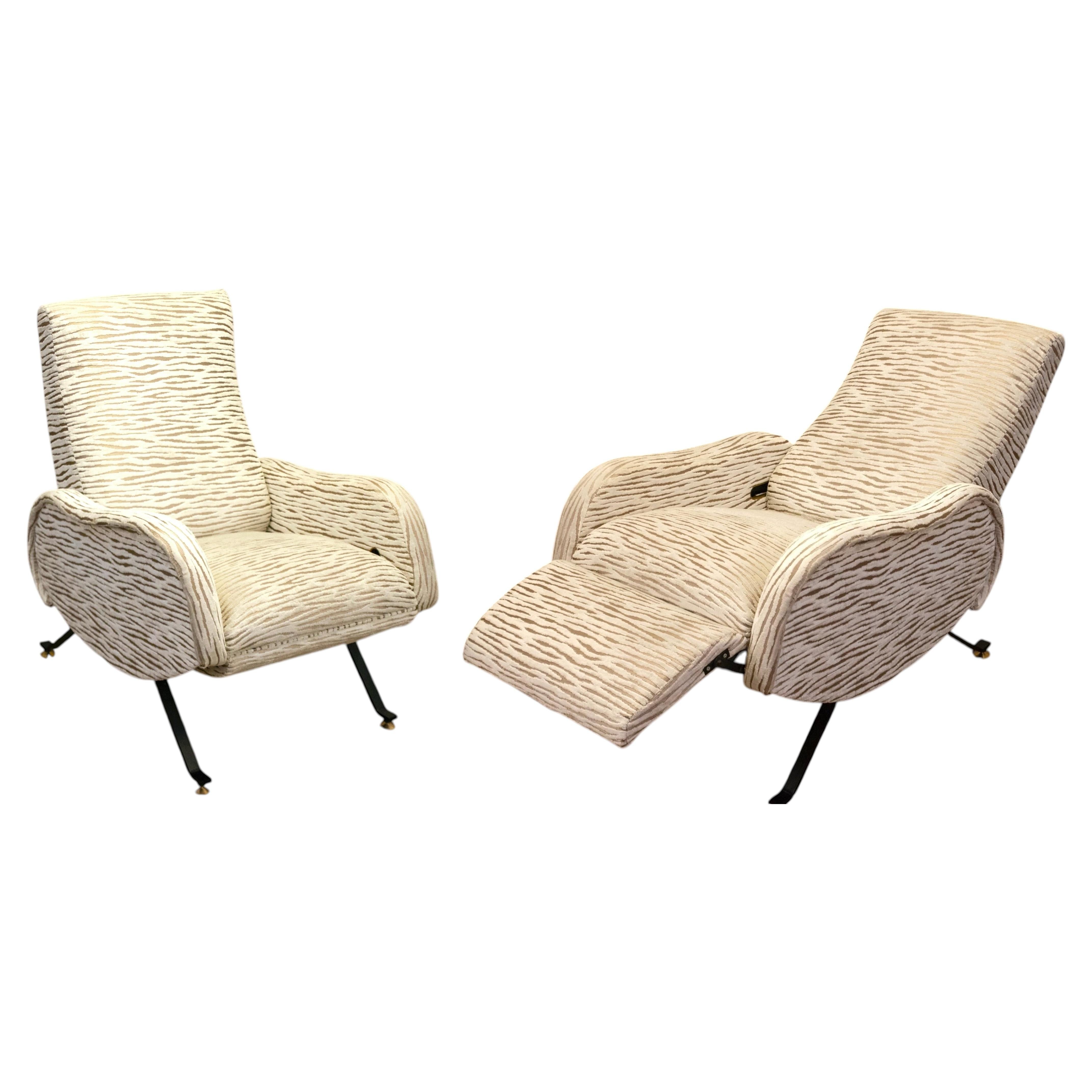 Extremely Comfortable Midcentury Reclinable Lounge Chairs or Armchairs 1950