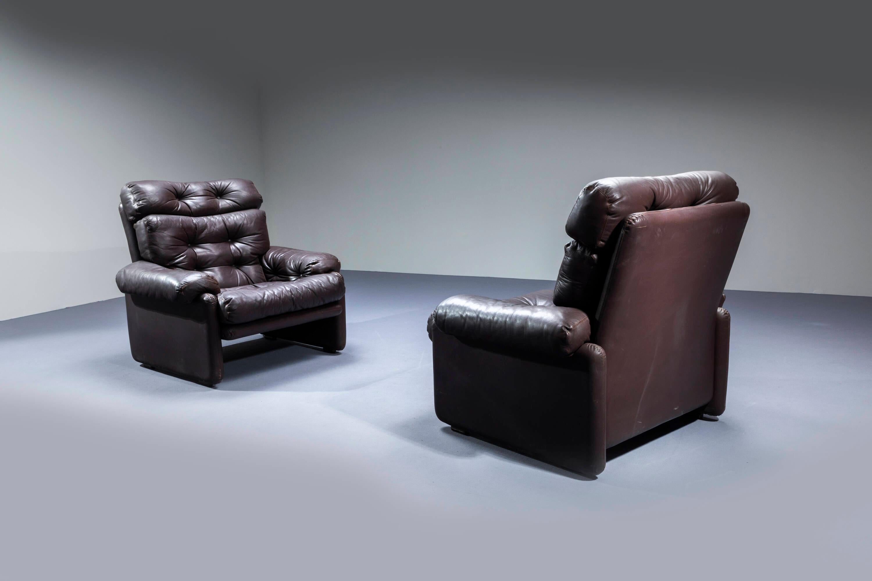 Mid-Century Modern Paire de fauteuils extrêmement confortables par Afra e Tobia Scarpa Italie 70' en vente