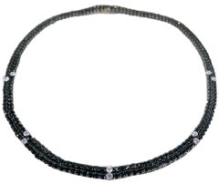 Extremely Dark Blue Sapphire and Diamond Choker Ideal for Every Day Wear
