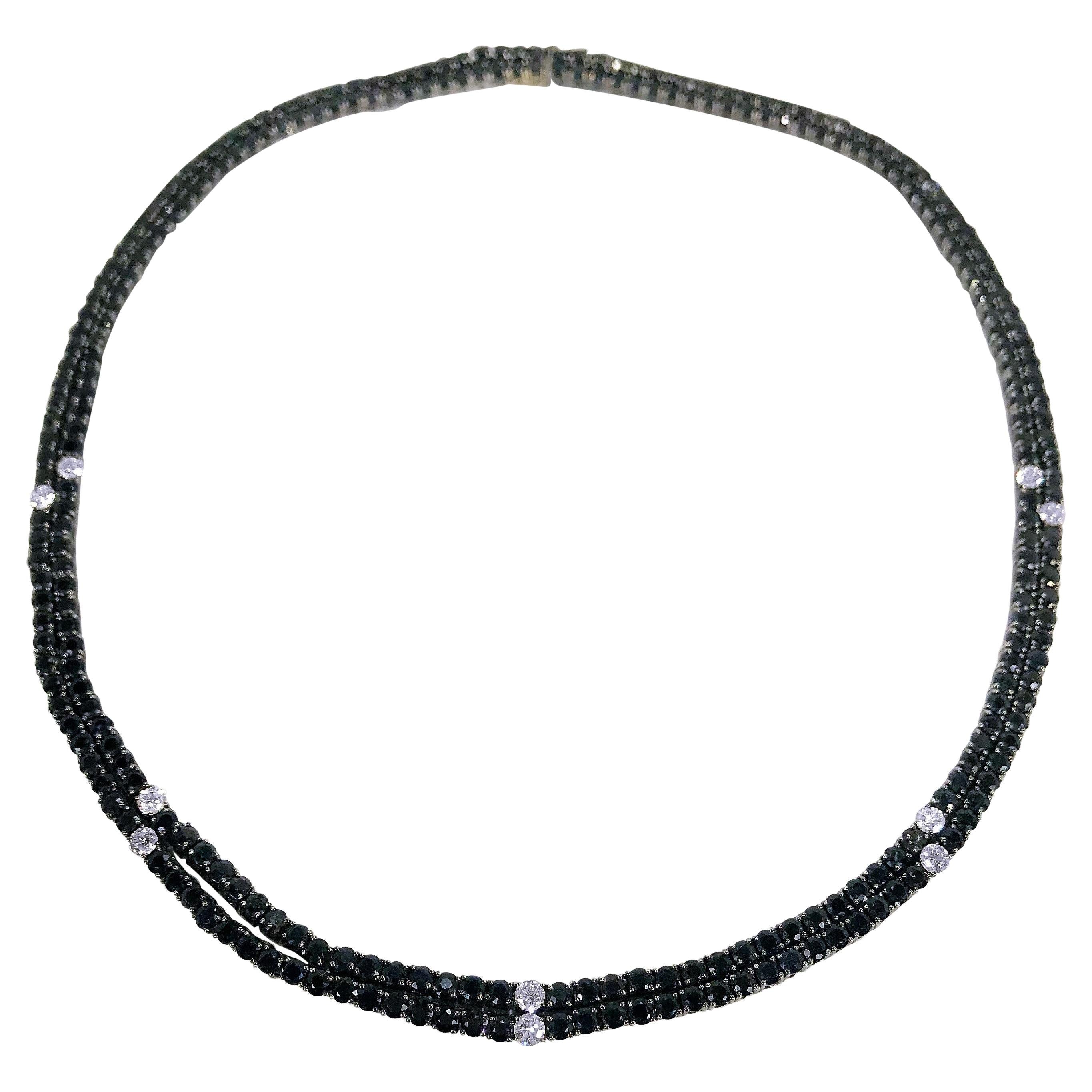 Gargantilla de Zafiro Azul Extremadamente Oscuro y Diamantes Ideal para Llevar Todos los Días