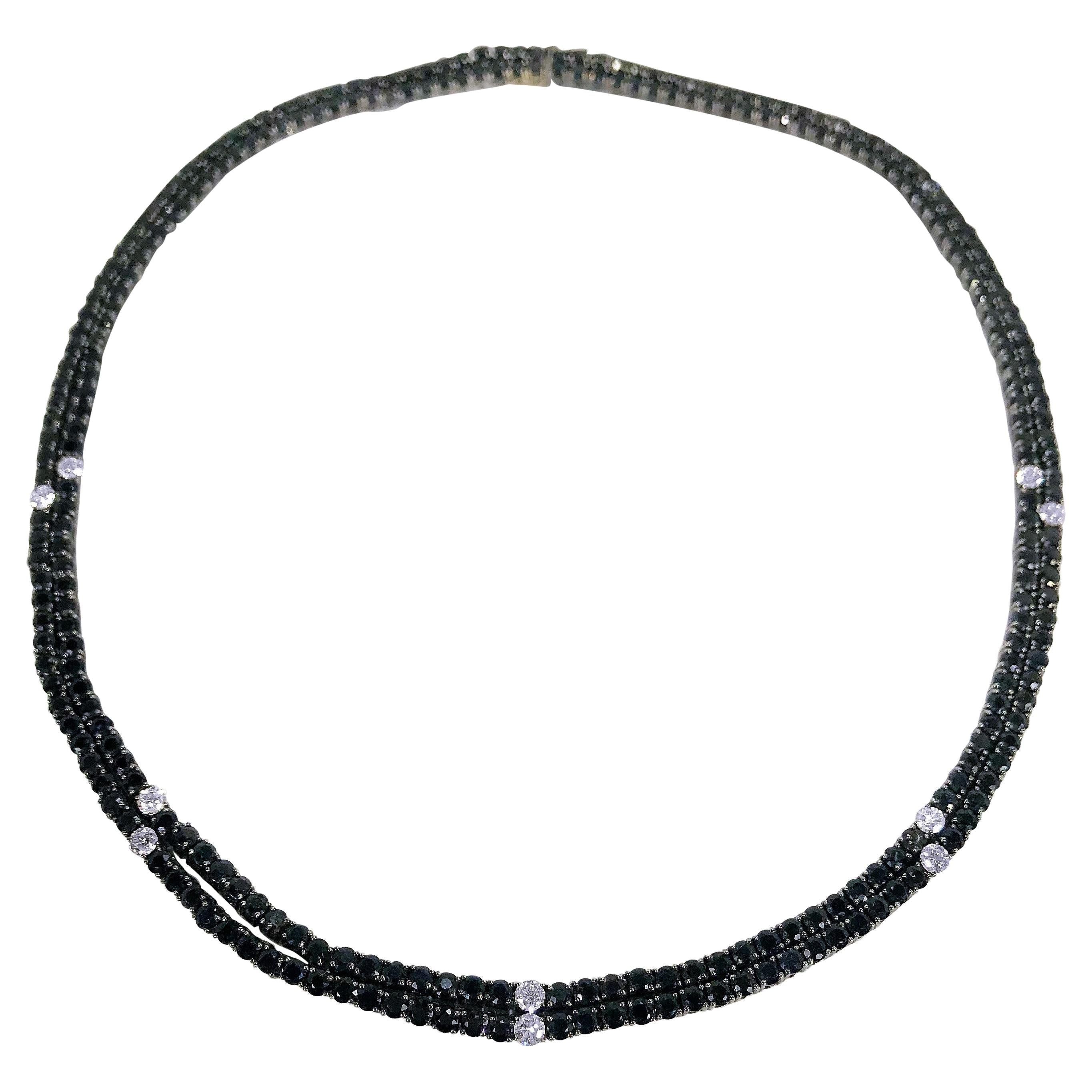 Extrem dunkelblauer Saphir und Diamant Choker Ideal für jeden Tag