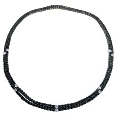 Used Extremely Dark Blue Sapphire and Diamond Choker Ideal for Every Day Wear