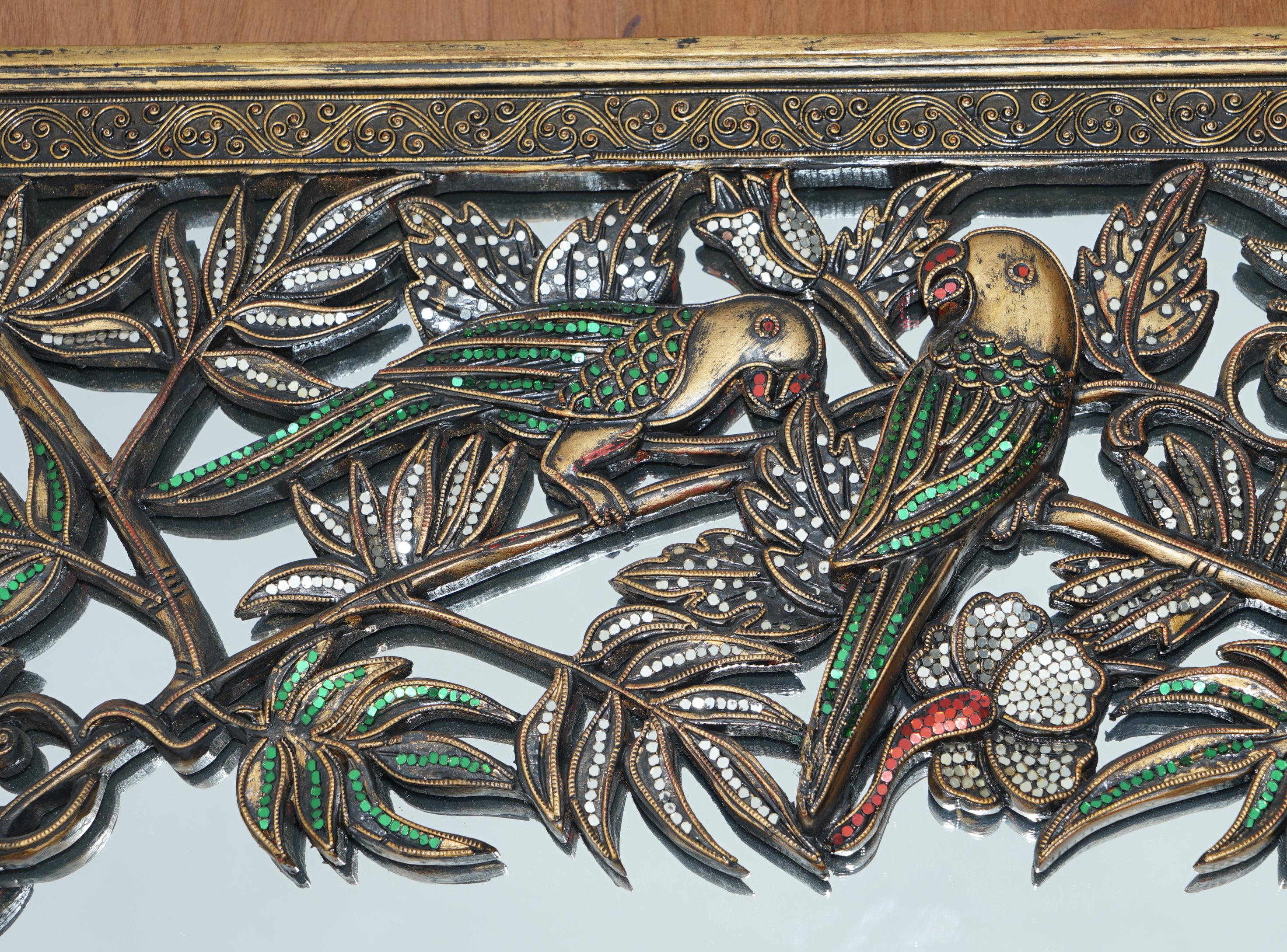 Espejo decorativo de cuerpo entero Aves del Paraíso con detalles florales en Bueno estado para la venta en West Sussex, Pulborough
