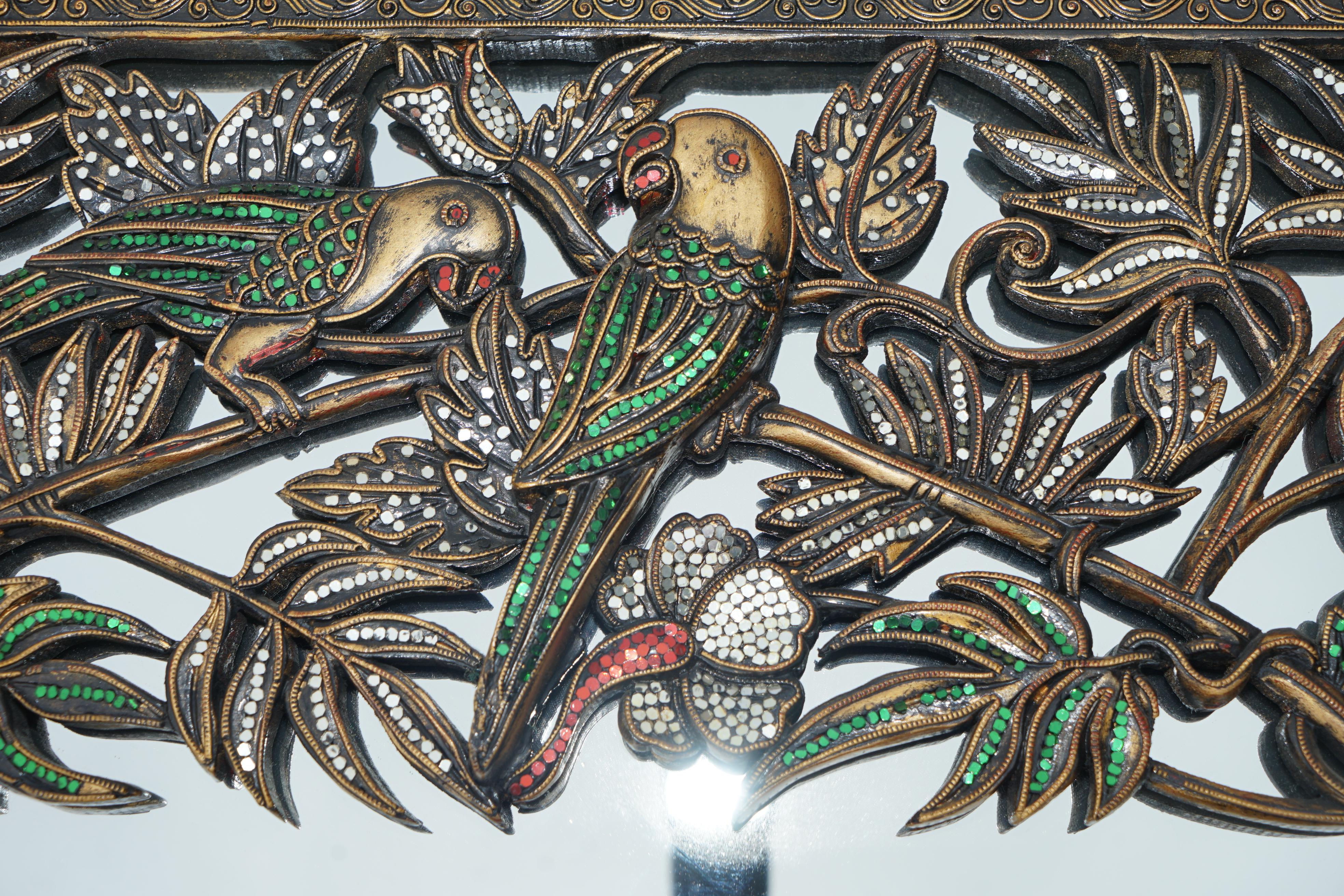 Espejo decorativo de cuerpo entero Aves del Paraíso con detalles florales en venta 2
