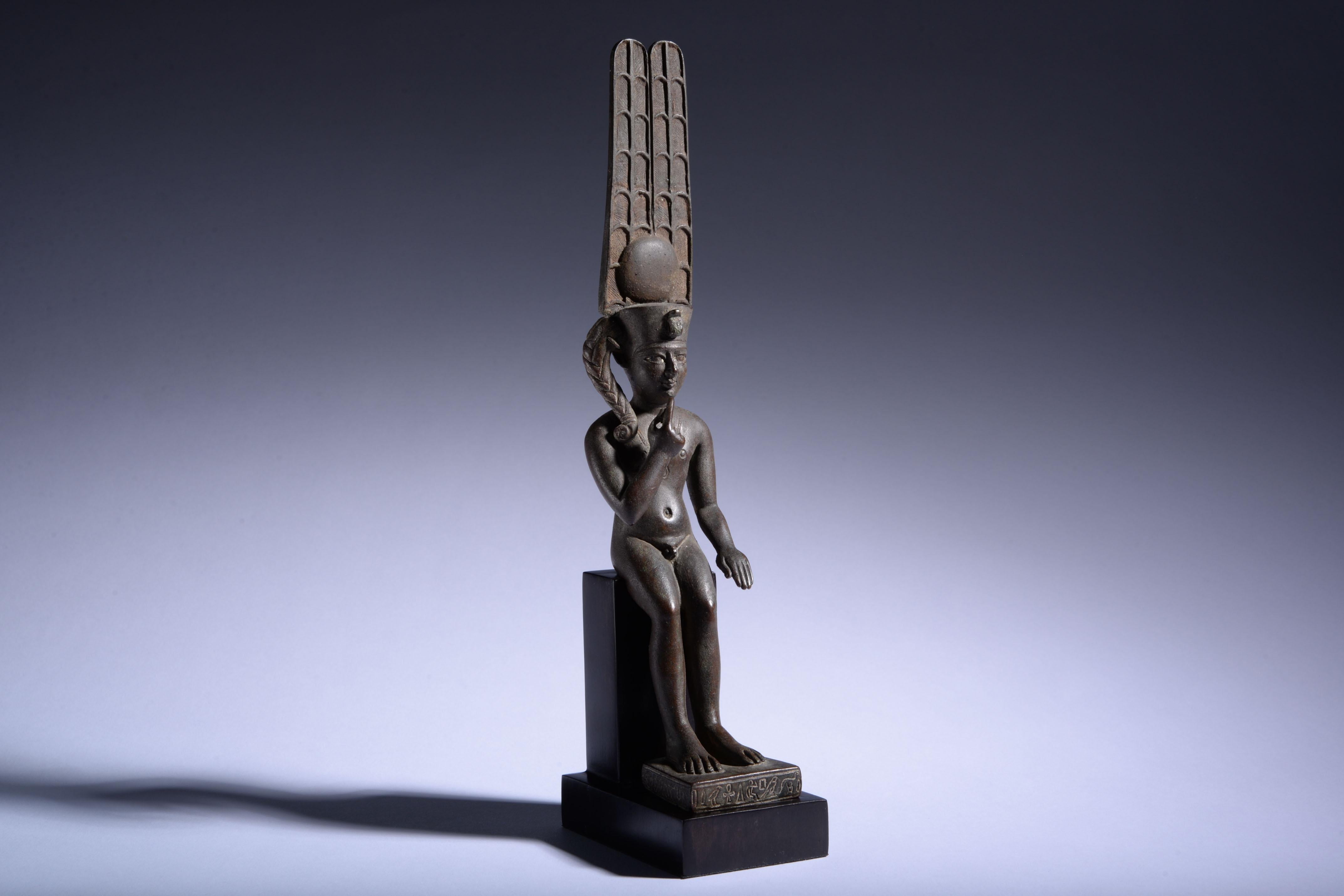 18th Century and Earlier Ancient Egyptian Bronze Statue of Harpocrates