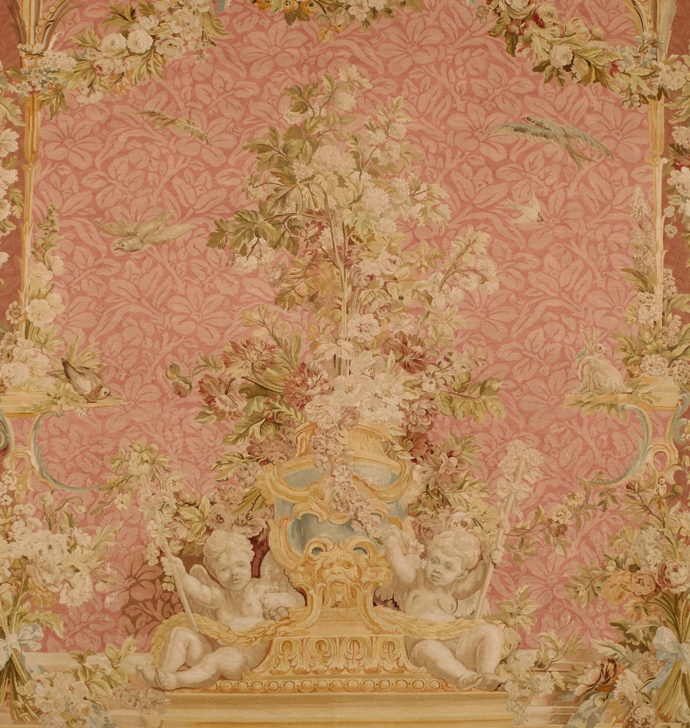 Estremamente bello e raro l'arazzo francese Beauvais Aubusson 9'1