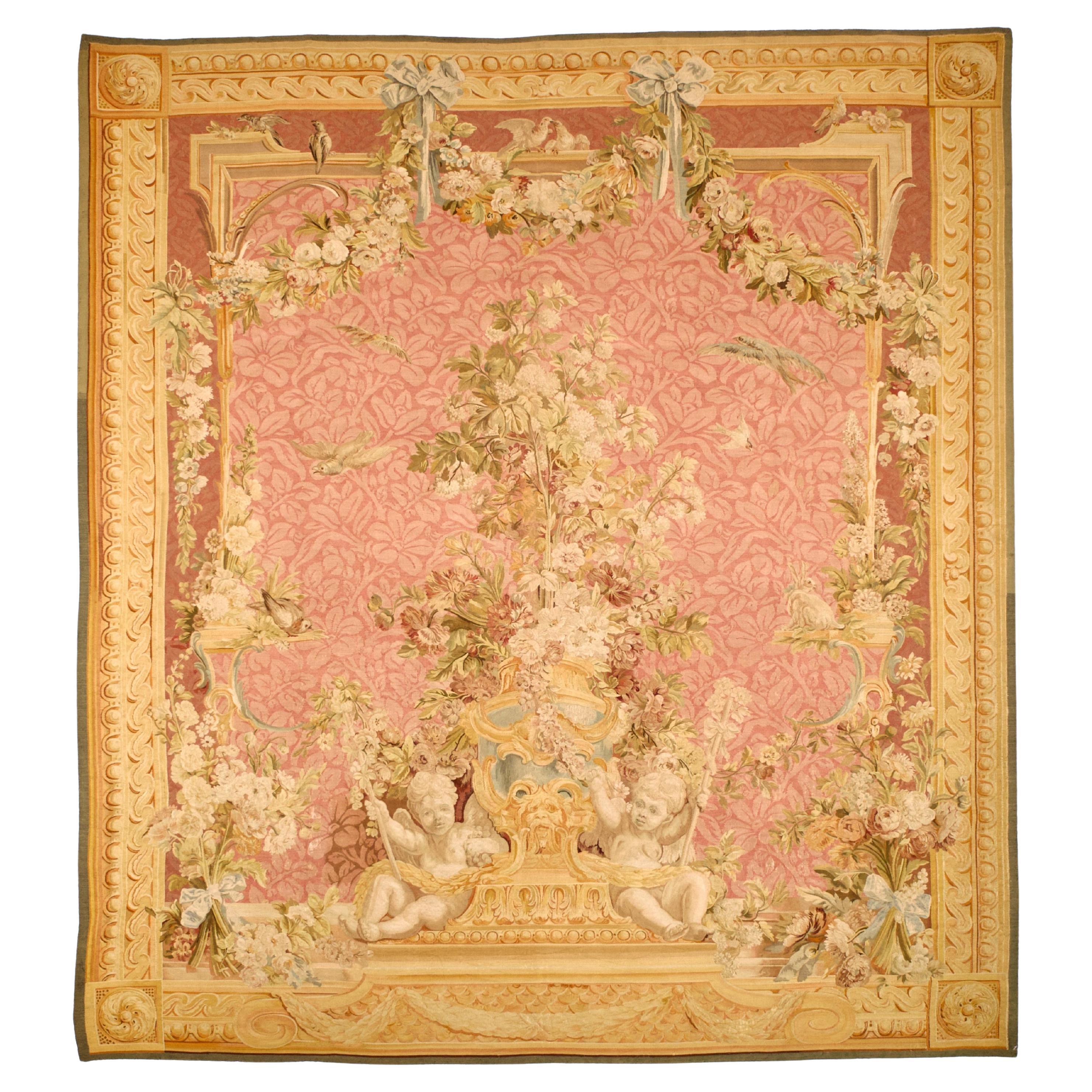 Extremely Fine and Rare Antique French Beauvais Aubusson Tapestry 9'1" x 9’10”