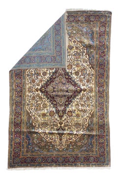 Extremely Fine and Rare Antique Persian Silk on Silk Farahan Rug 4'2" x 6’7"