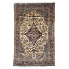 Extremely Fine and Rare Antique Persian Silk on Silk Farahan Rug 4'2" x 6’7"