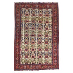 Extremely Fine and Rare Antique Persian Wool on Silk Senneh Rug 4’5" x 6’9"
