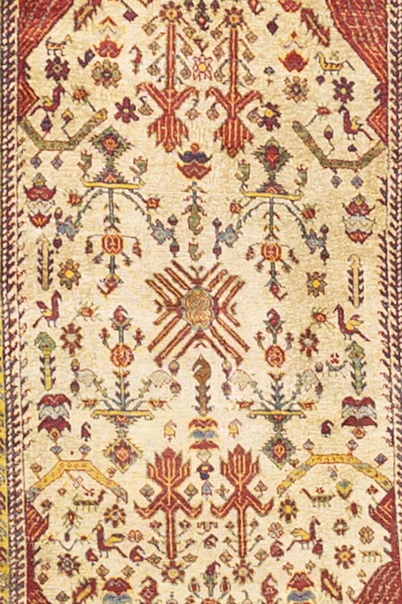 Extremely Fine and Rare Antique Shrivan Silk on Silk Rug 3'8