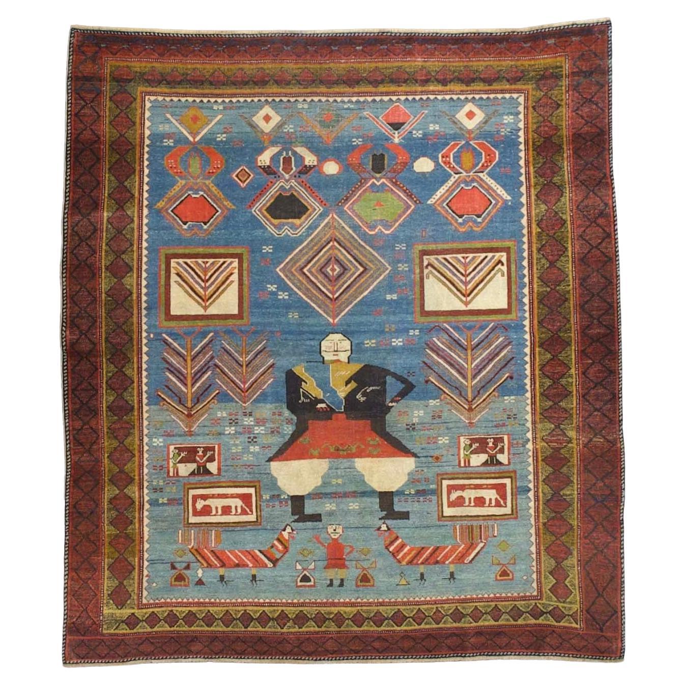 Alfombra de lana pictórica Kuba caucásica extremadamente fina y rara 8'10" x 12'1" en venta