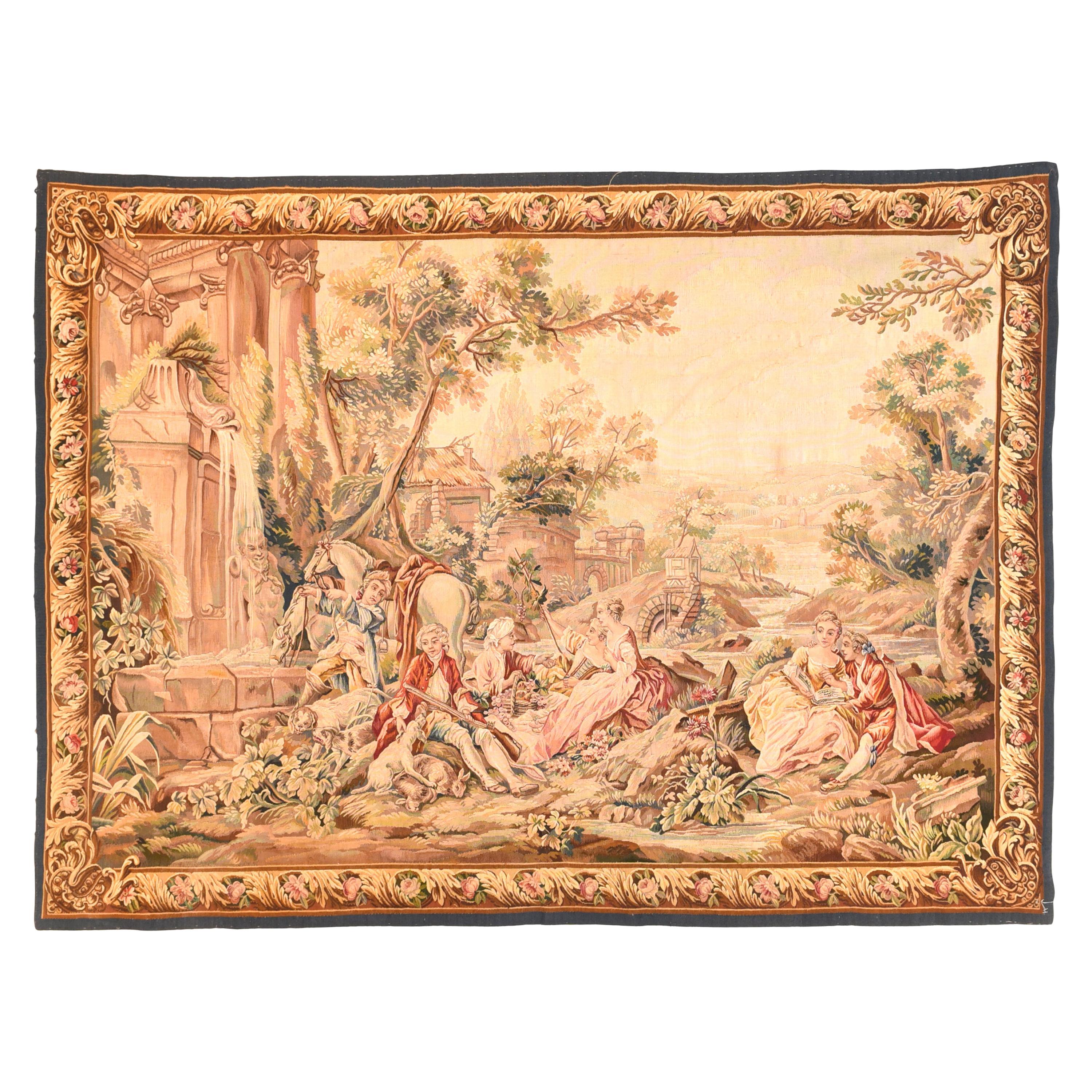 Extremely Fine Antique Aubusson-Beauvais Pictorial French Tapestry