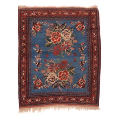 Extremely Fine Antique Blue Afshar Persian Rug, Hand Knotted, circa 1910