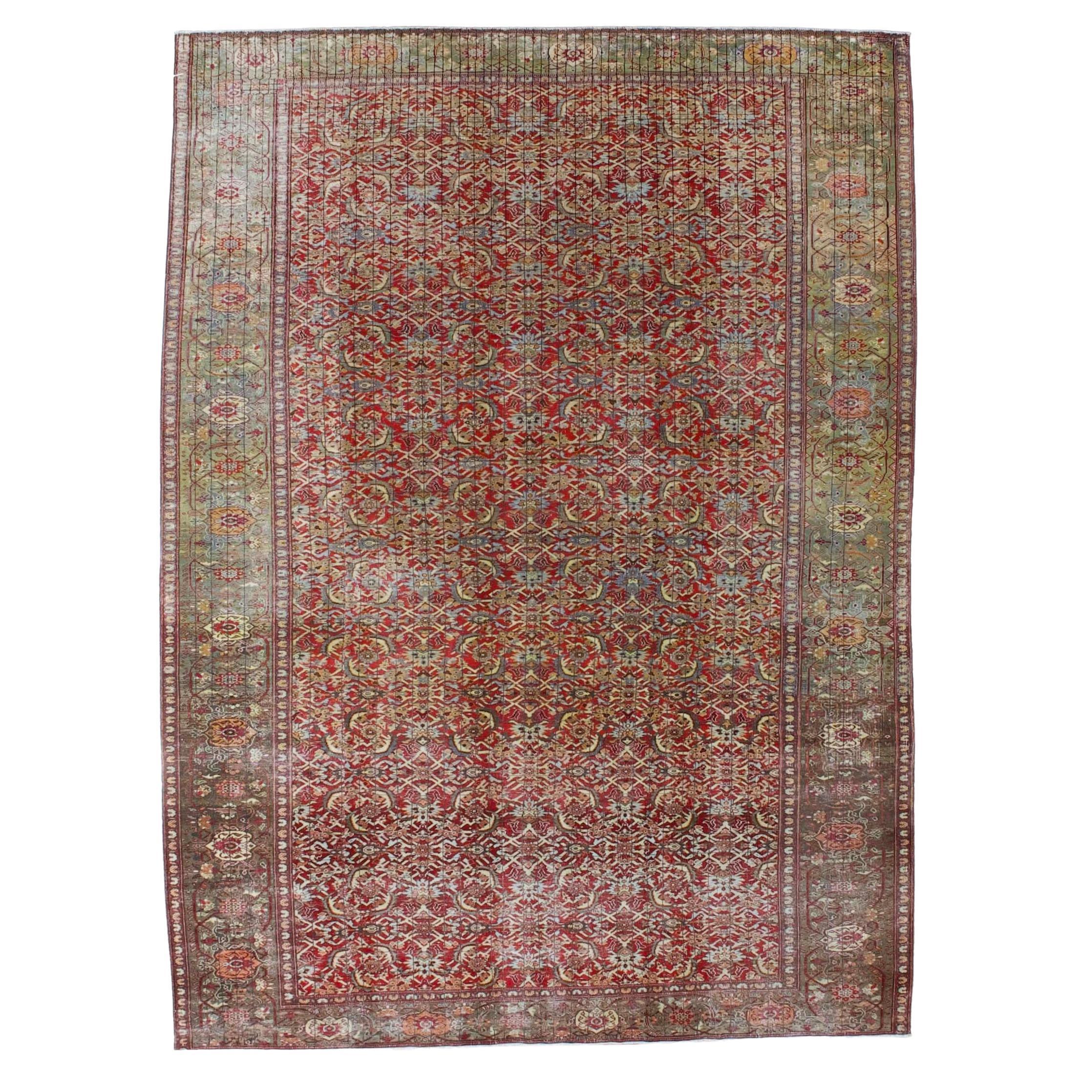 Extremely Fine Antique Mishan Malayer Rug 7’0" x 9’5" For Sale
