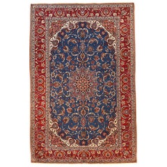 Très beau tapis persan ancien d'Ispahan:: noué à la main:: vers 1910