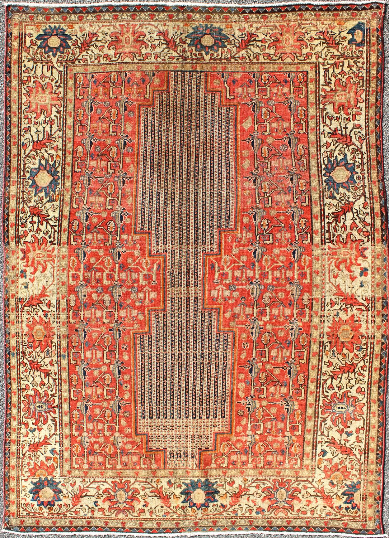 Mishan Malayer Persa Antiguo Extremadamente Fino con Diseño Único en venta 2