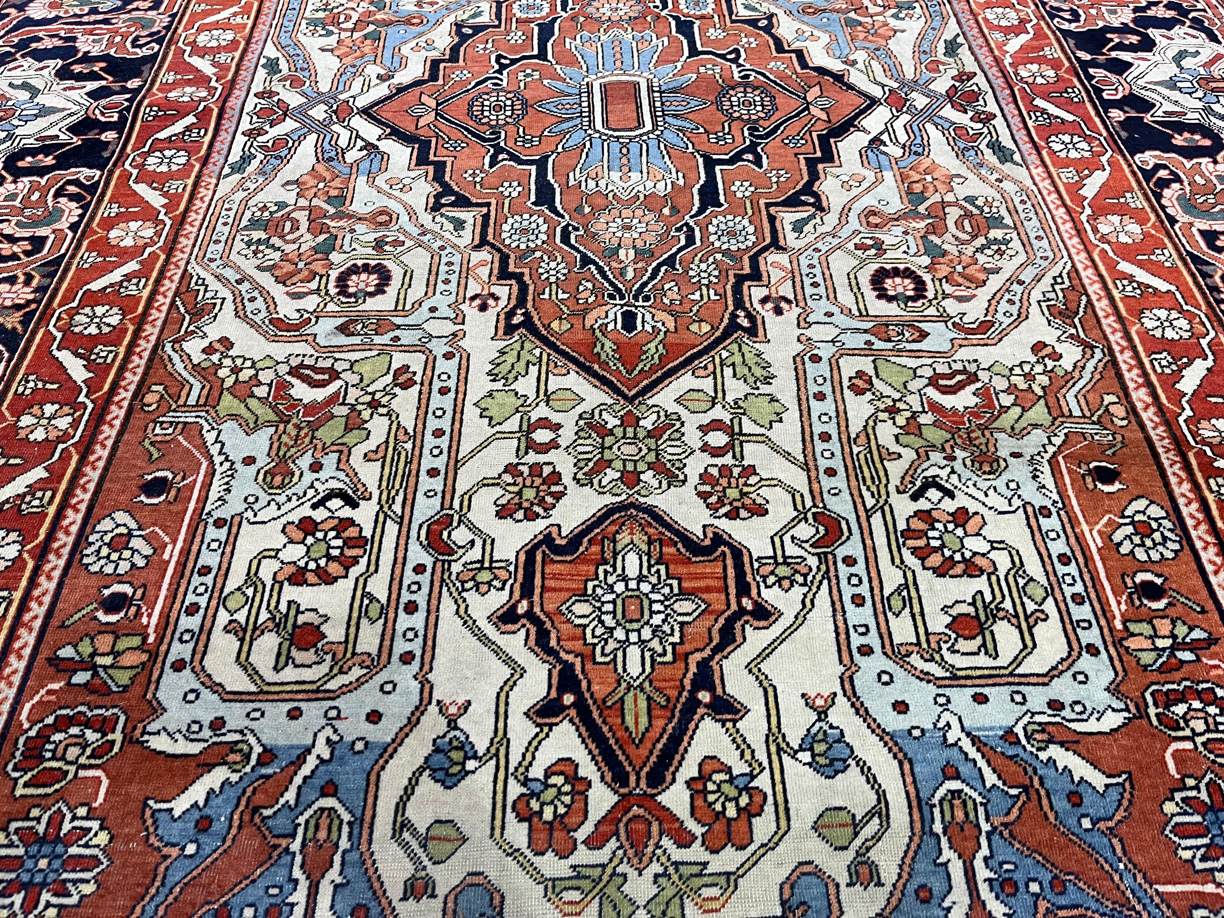 Très beau tapis ancien persan Mohtasham Kashan 4'6
