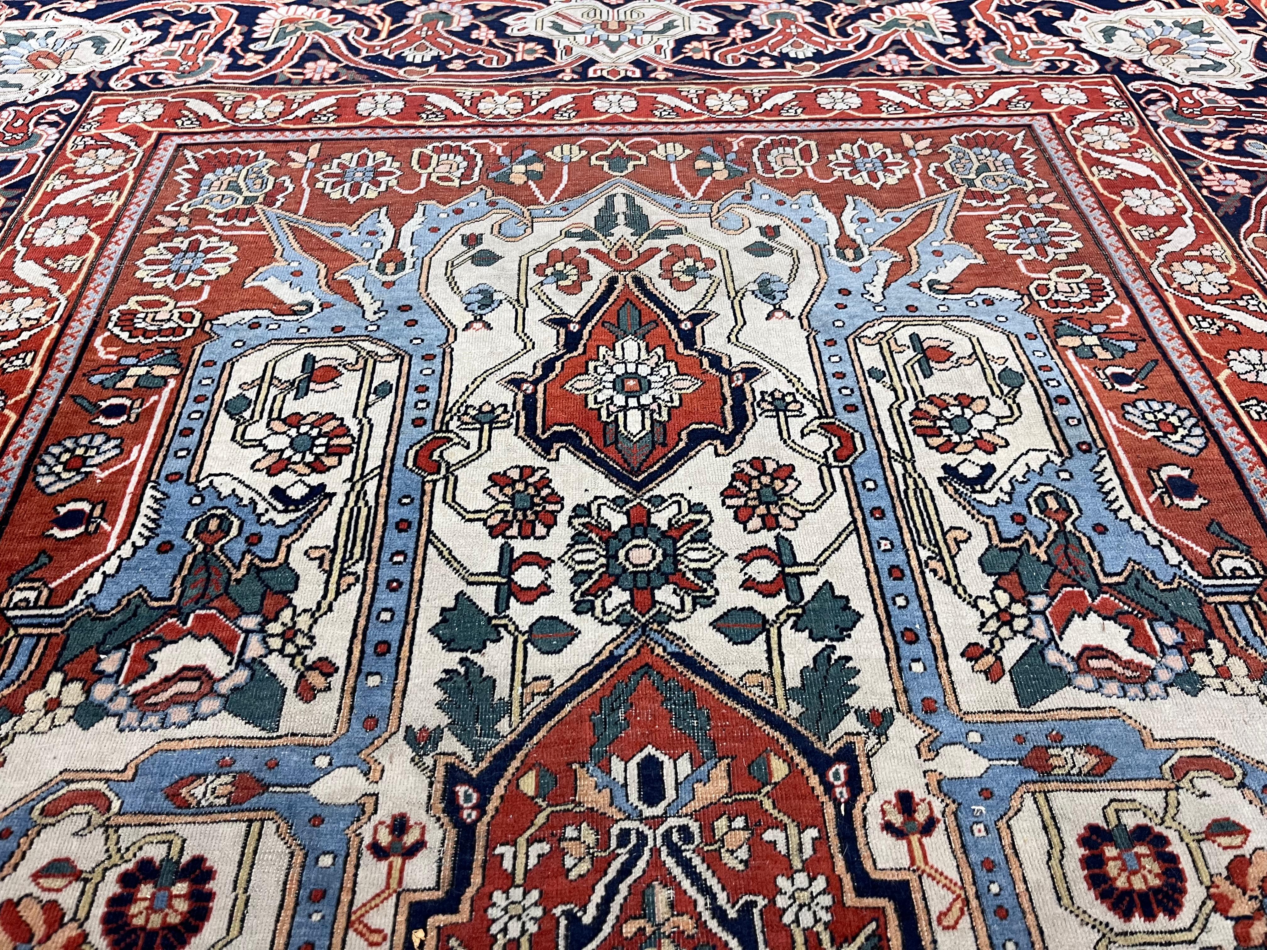 Très beau tapis ancien persan Mohtasham Kashan 4'6