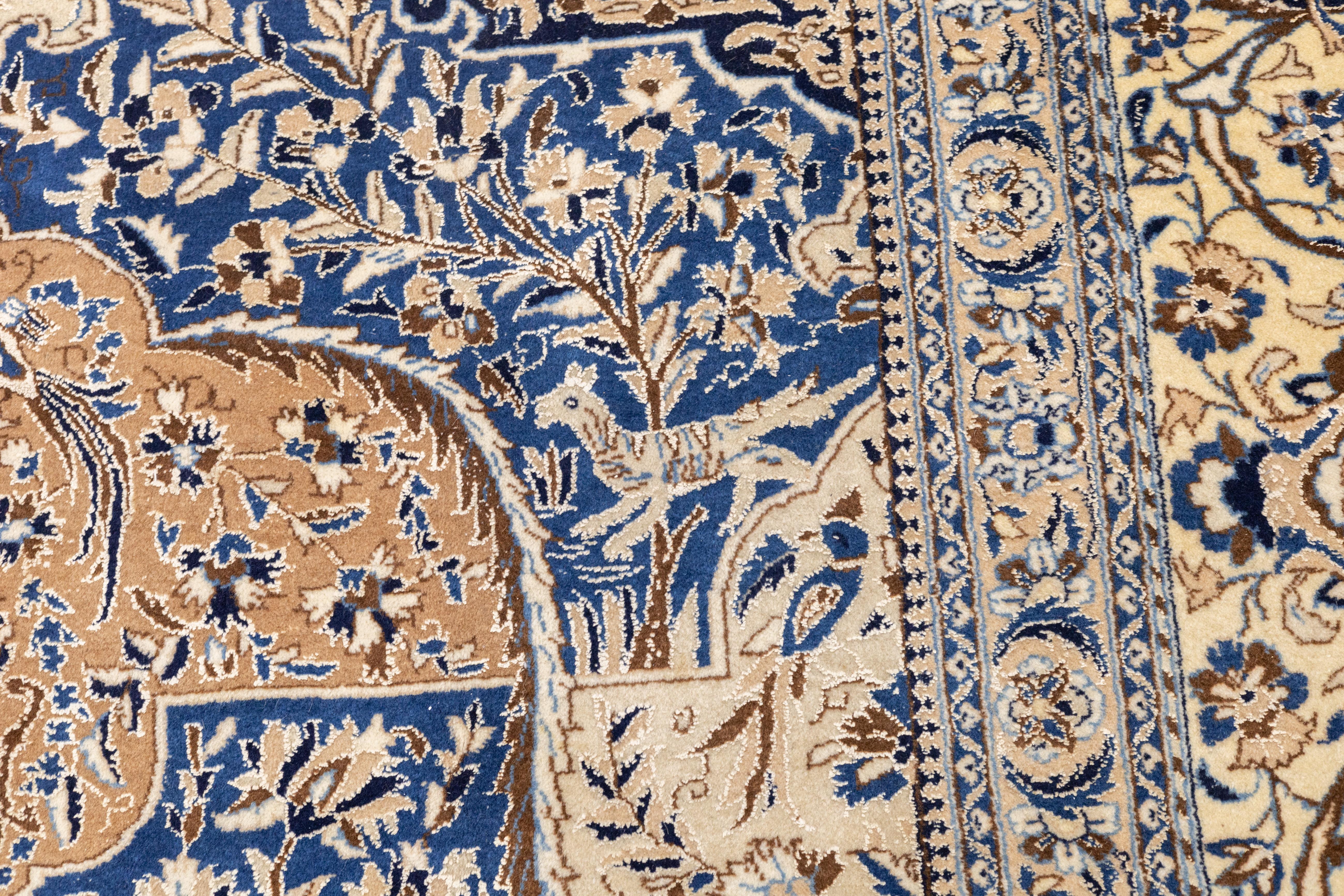 XX secolo Tappeto antico Nain persiano estremamente fine 8'2'' x 11'6'' in vendita