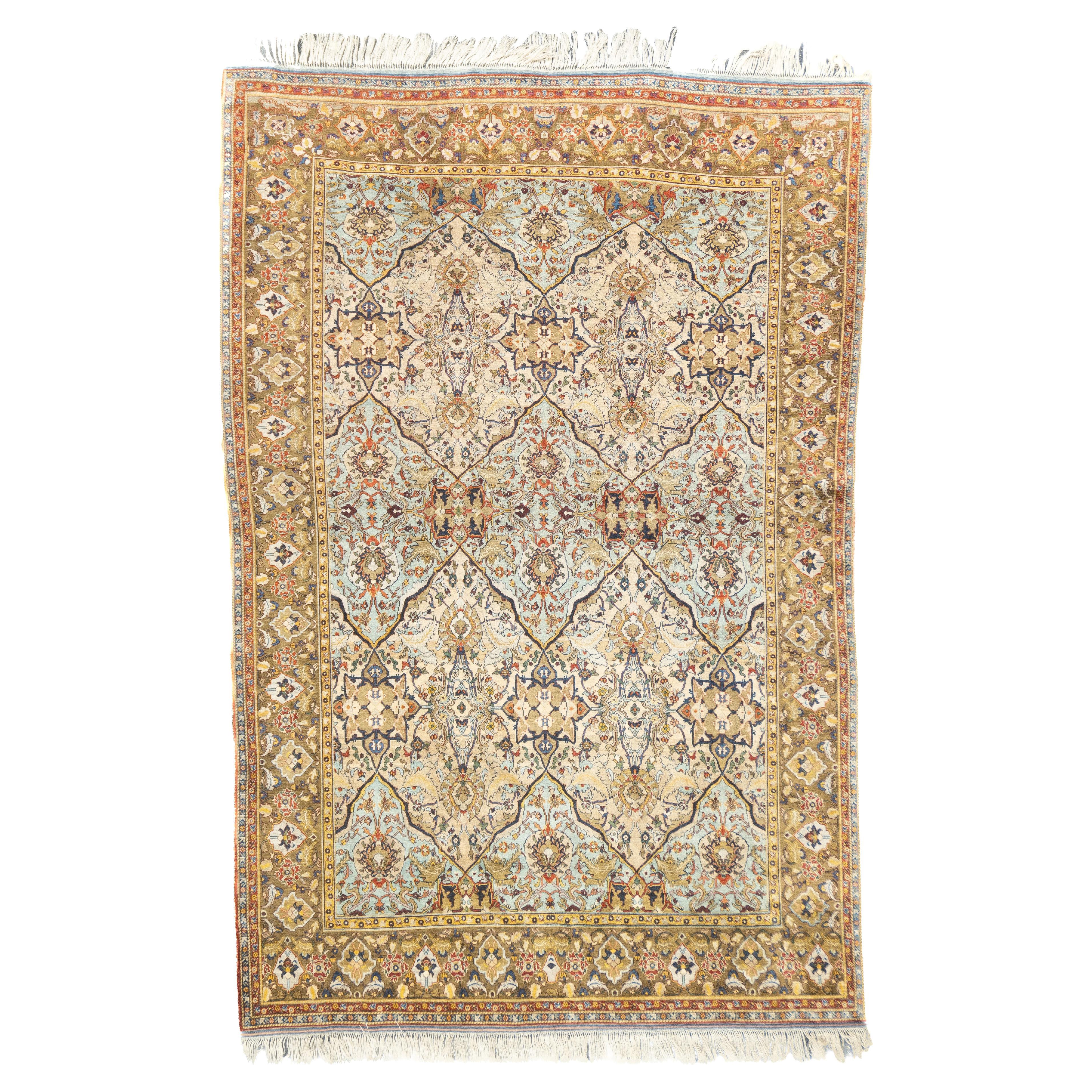 Extremely Fine Antique Persian Silk Heriz Rug 4’10" x 7’3”