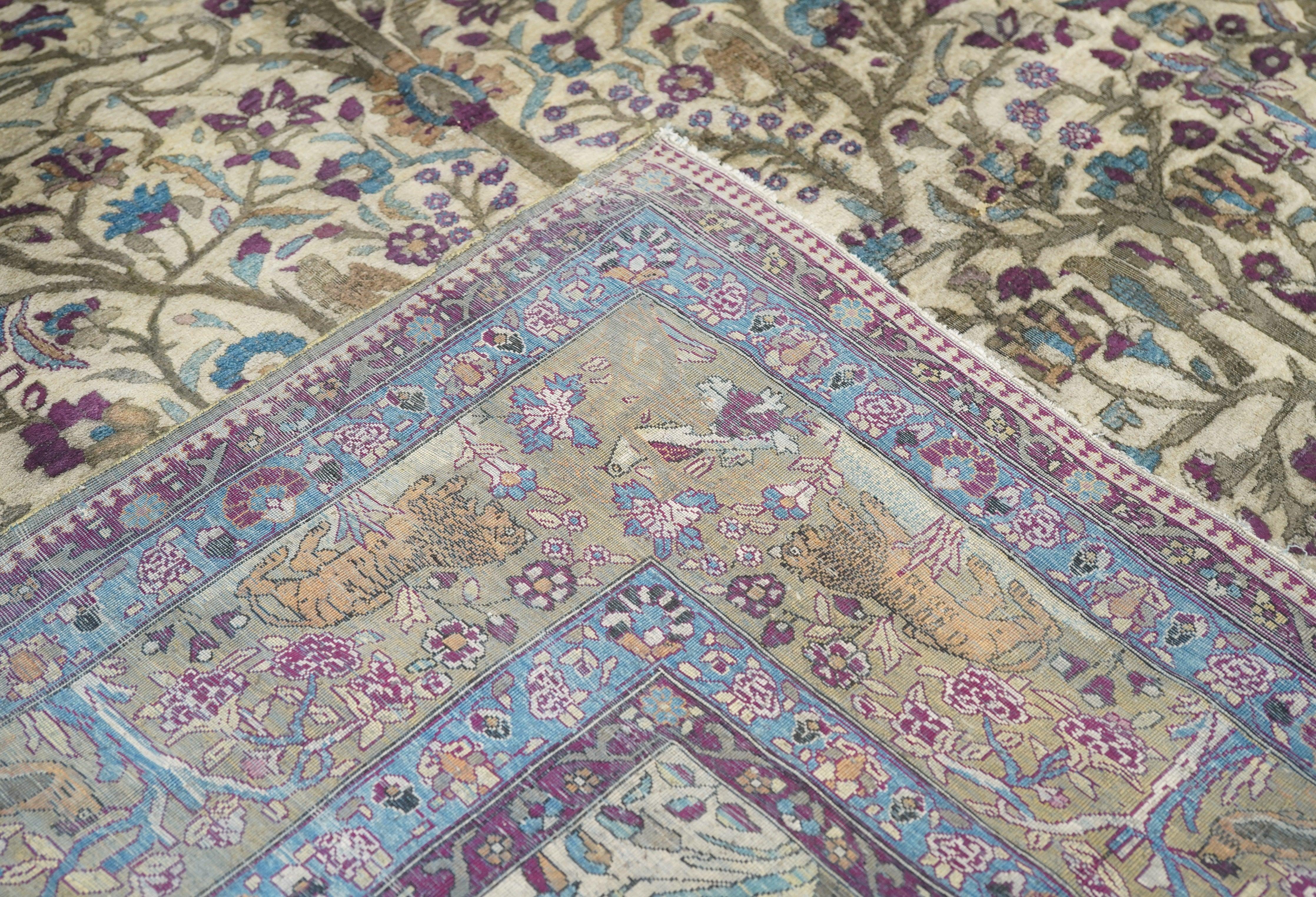 Tappeto antico estremamente pregiato in seta persiana Kashan 6'6'' x 9'8'' in vendita 3