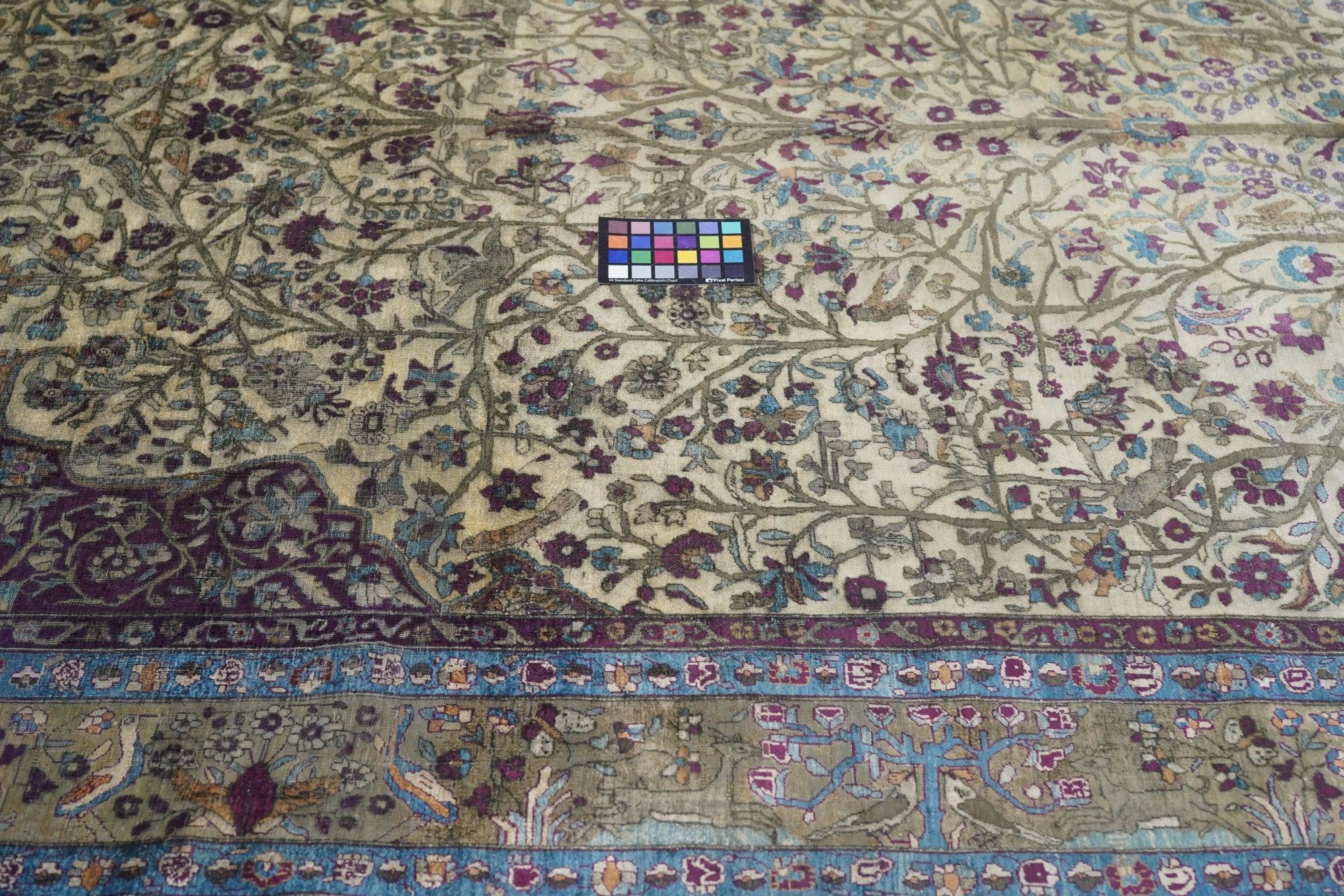Tappeto antico estremamente pregiato in seta persiana Kashan 6'6'' x 9'8'' in vendita 2