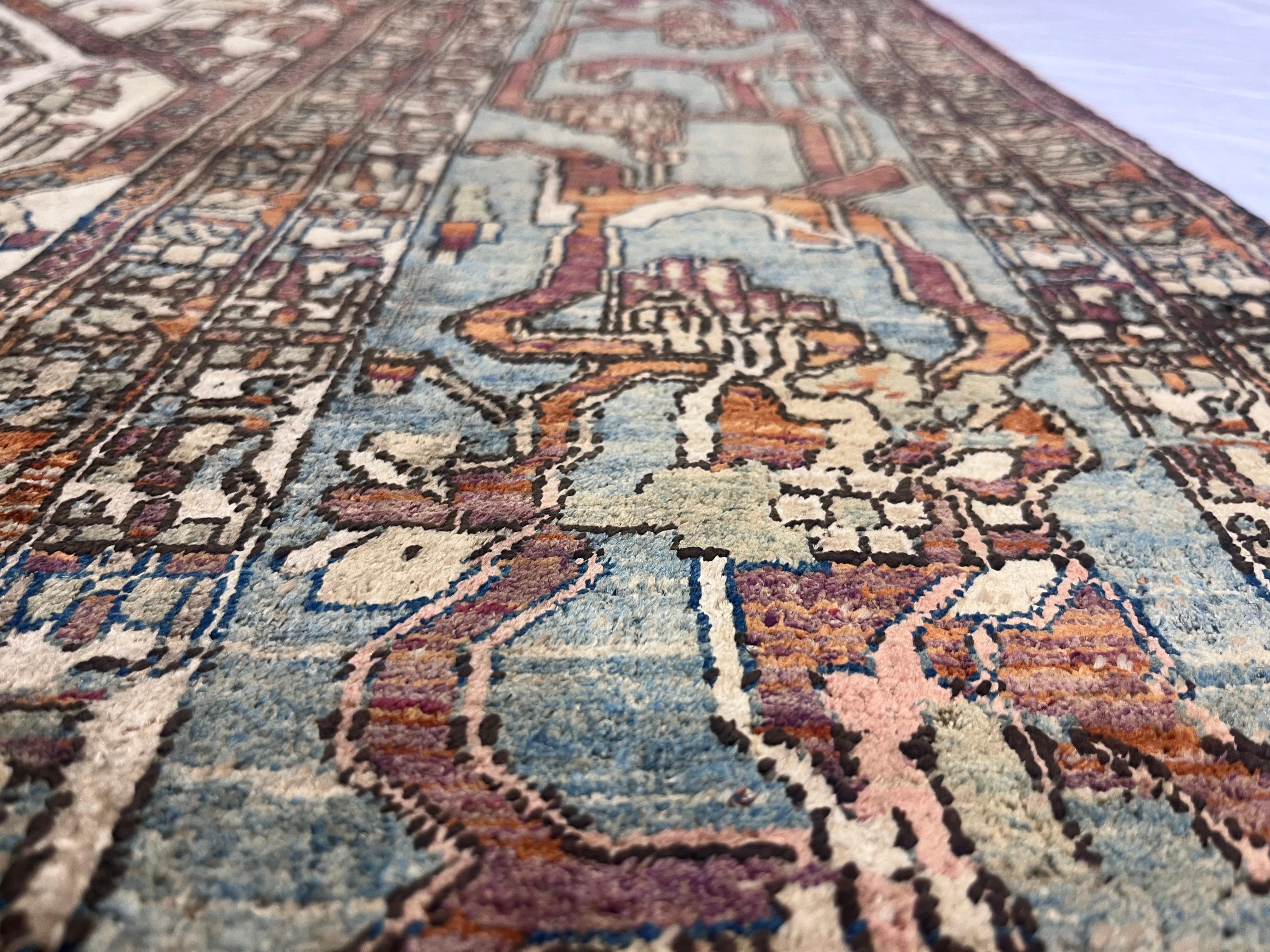Très beau tapis ancien en soie persane Mohtasham Kashan 6'5
